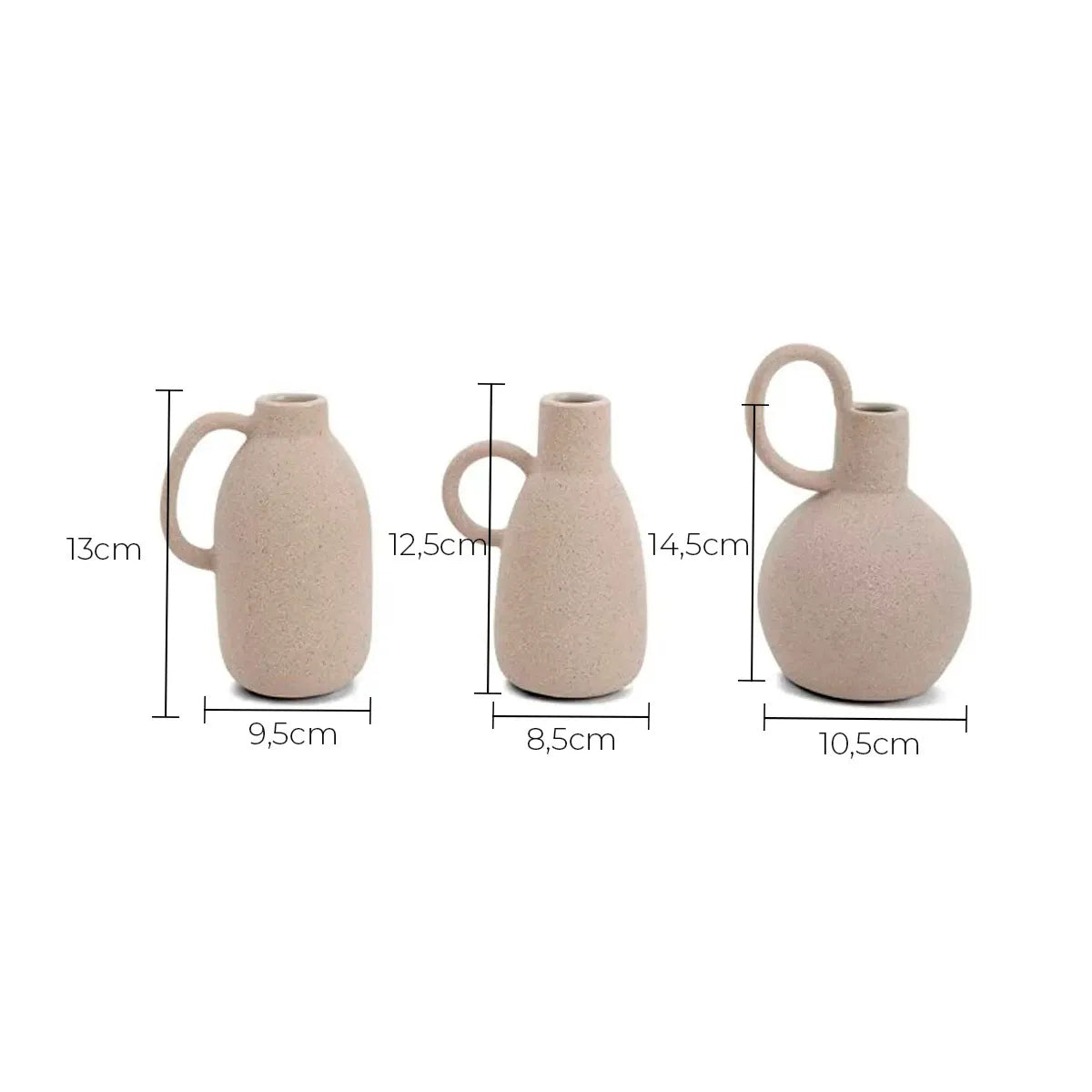 Conjunto de Vasos Decorativos Cerâmica Terris - 3 peças