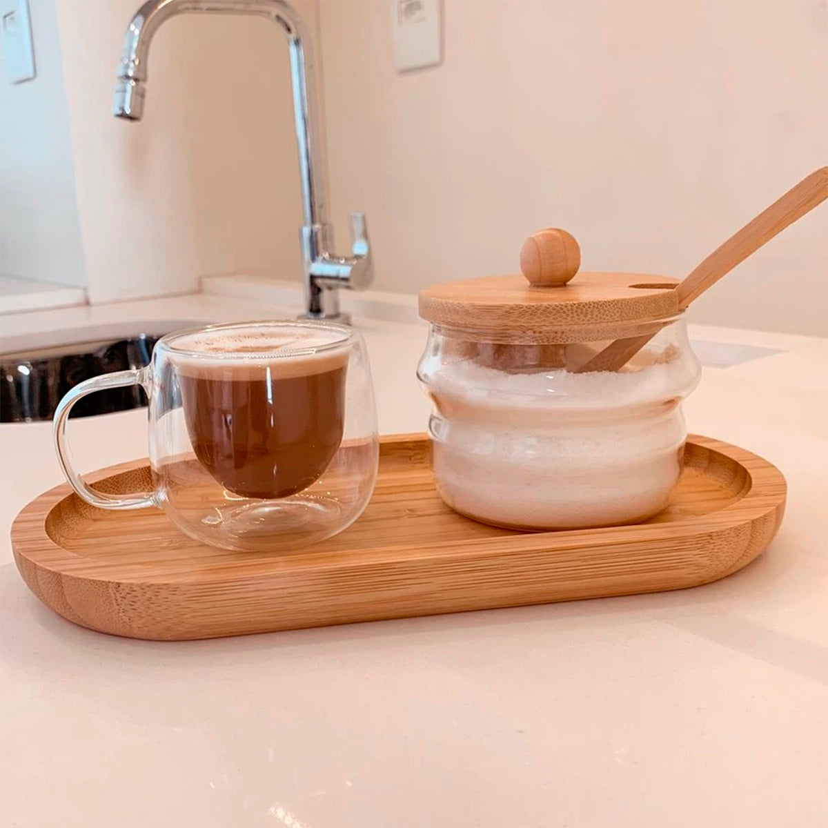 Kit Bandejas de Bambu Oval Essenza Natural