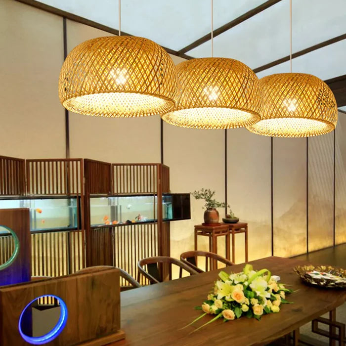 Kit Luminárias Pendente de Bambu Trio Encantos