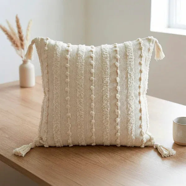 Kit Manta para Sofá e Capa de Almofada Off White Boho Mirasol