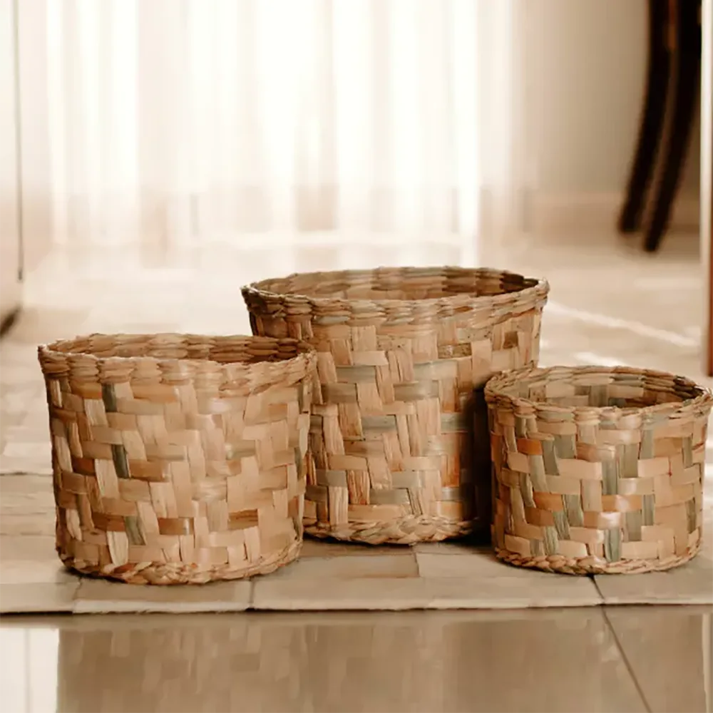 Kit de Vaso Cachepot Planta Cesto Decoração - 3 Peças