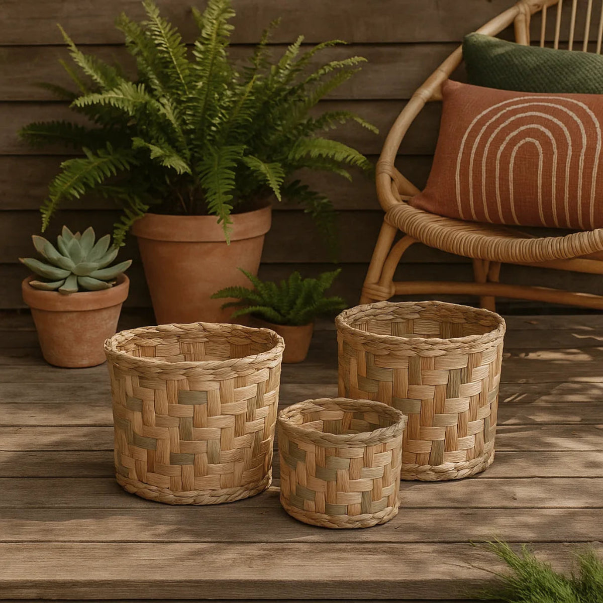 Kit de Vaso Cachepot Planta Cesto Decoração - 3 Peças