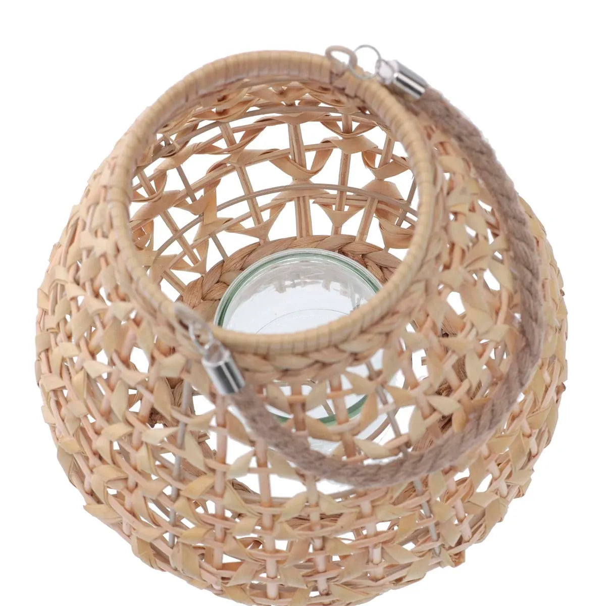 Conjunto Luminárias Lanterna Decorativa de Fibra Natural com Alça Raiz