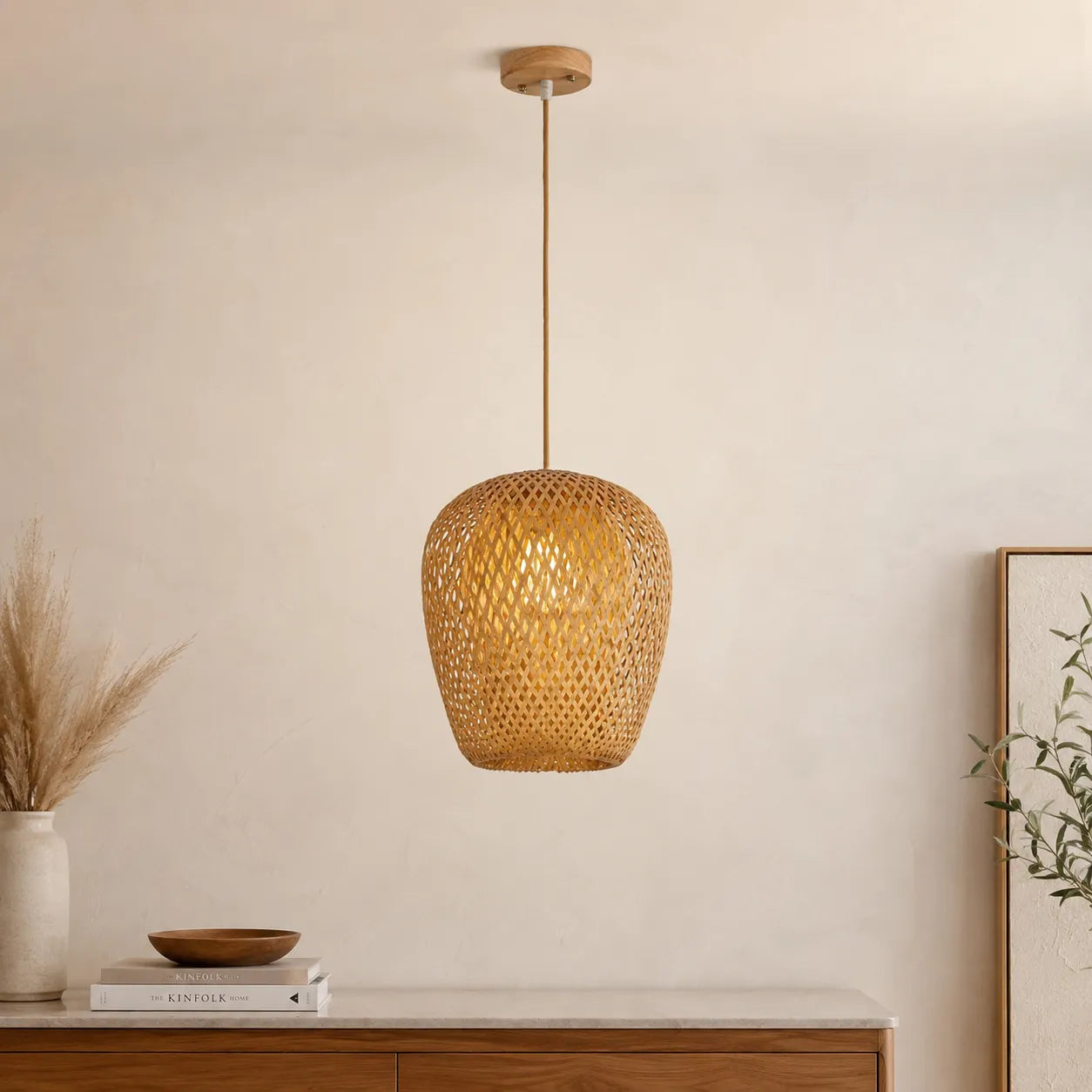 Luminária Pendente Bambu Rattan