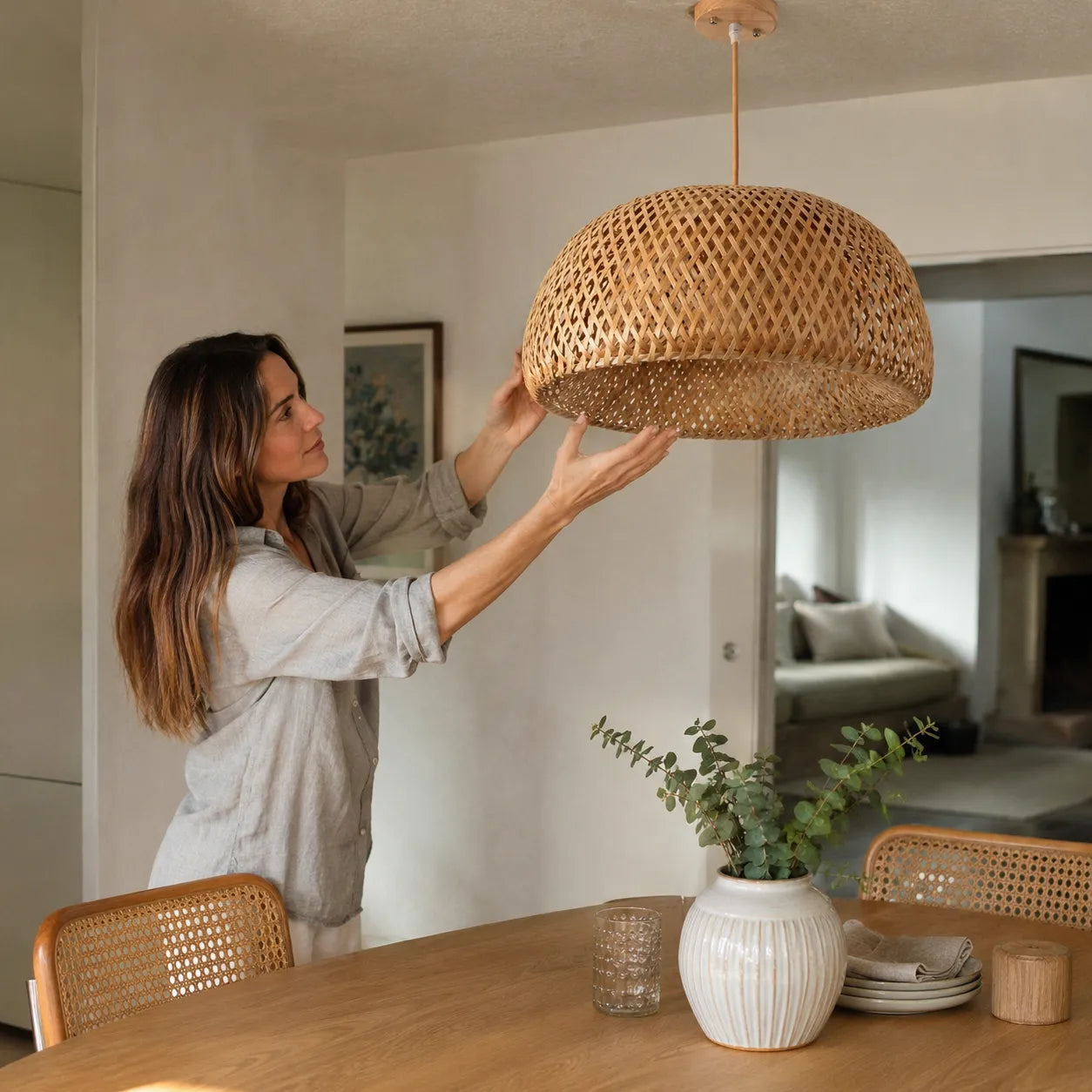 Luminária Pendente de Bambu Encantos