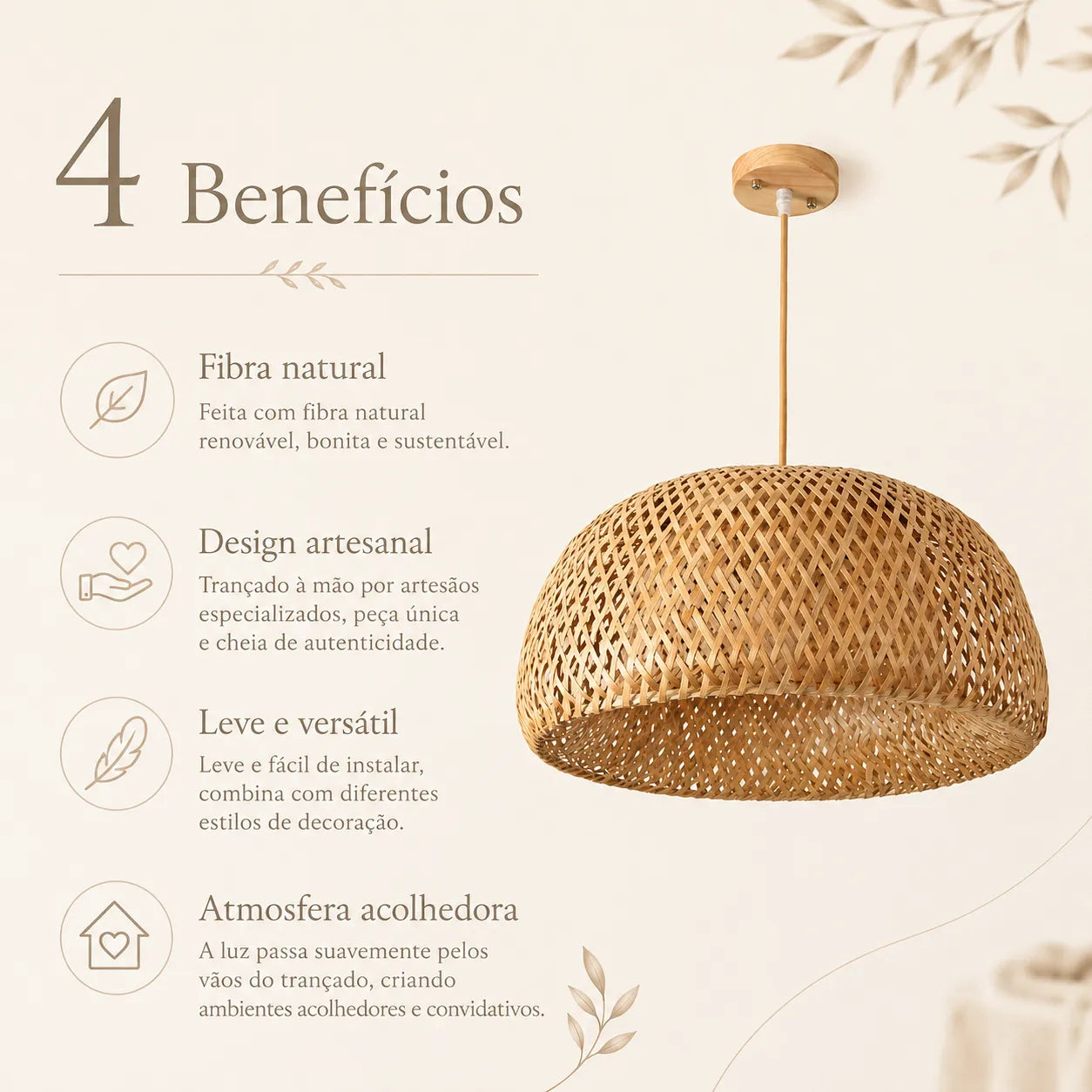 Luminária Pendente de Bambu Encantos