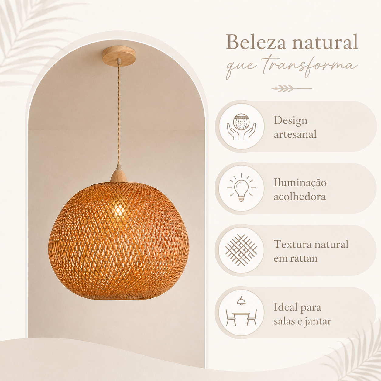 Luminária Pendente de Bambu Raya