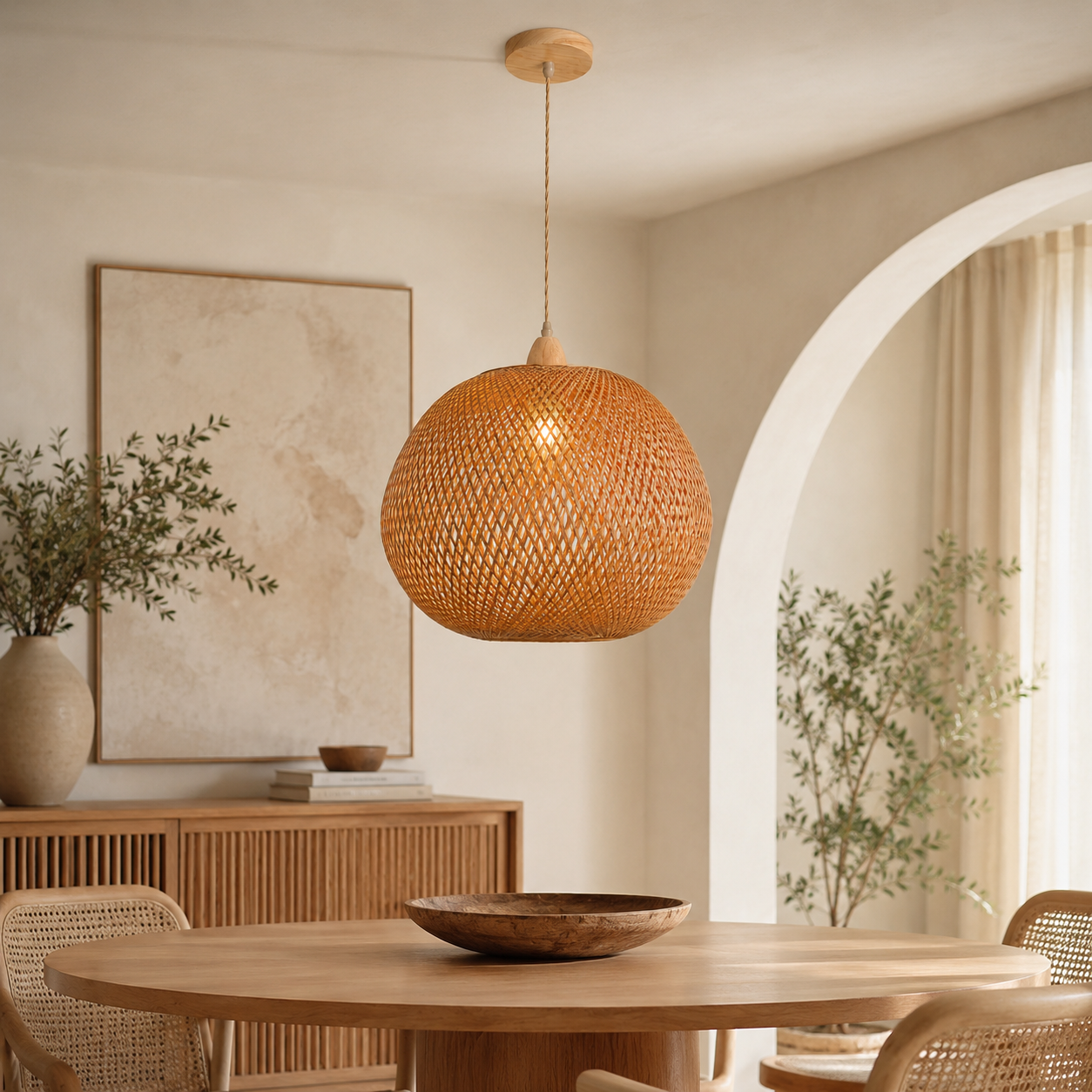 Luminária Pendente de Bambu Raya