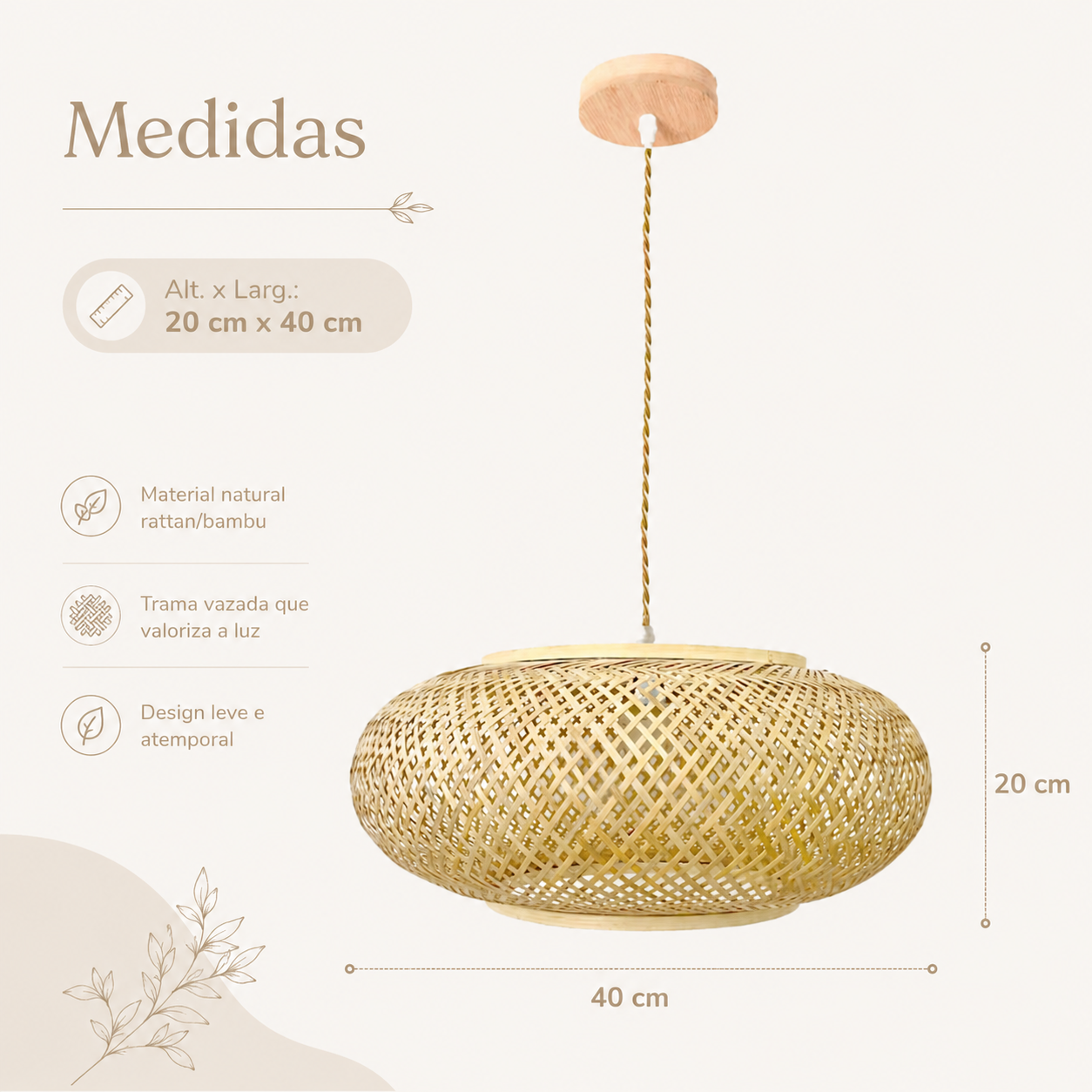 Luminária Pendente de Bambu Tayra