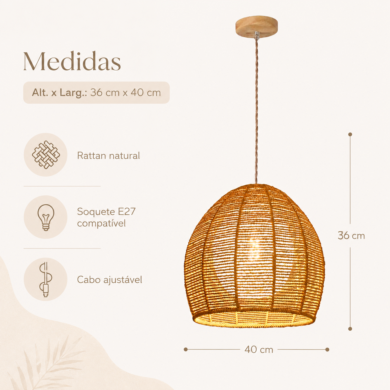Luminária Pendente de Bambu Yuma