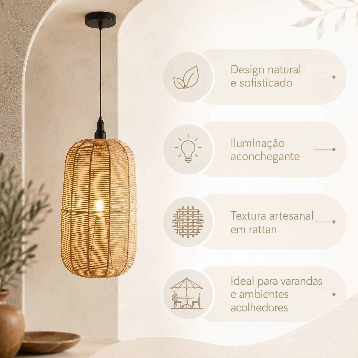 Luminária Pendente de Palha Huayna