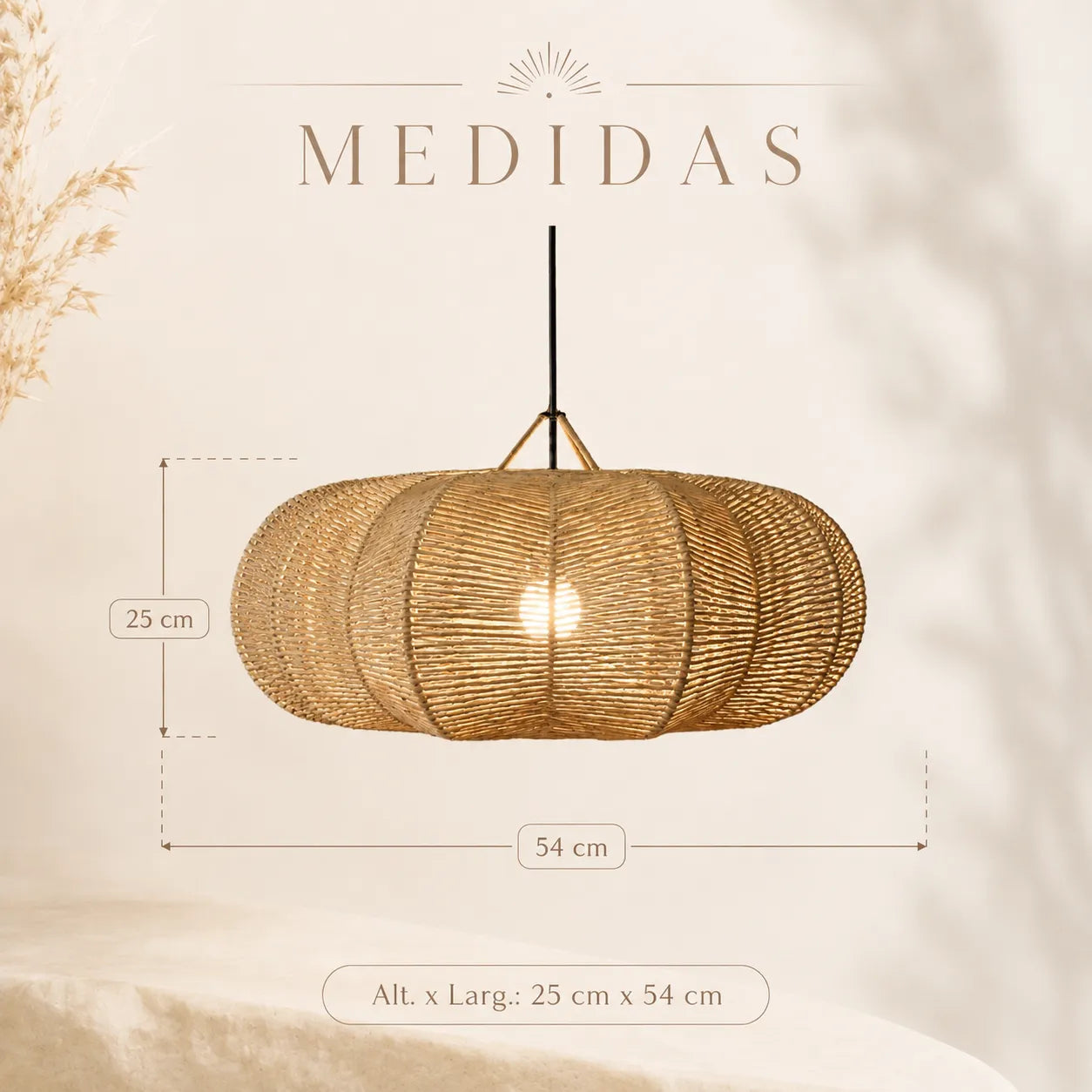 Luminária Pendente de Palha Lótus