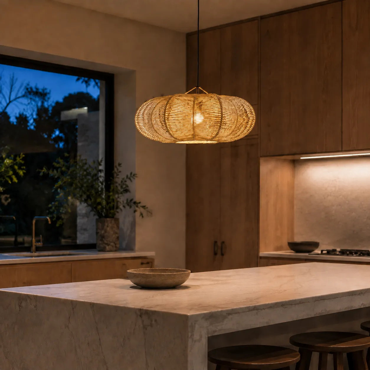 Luminária Pendente de Palha Lótus