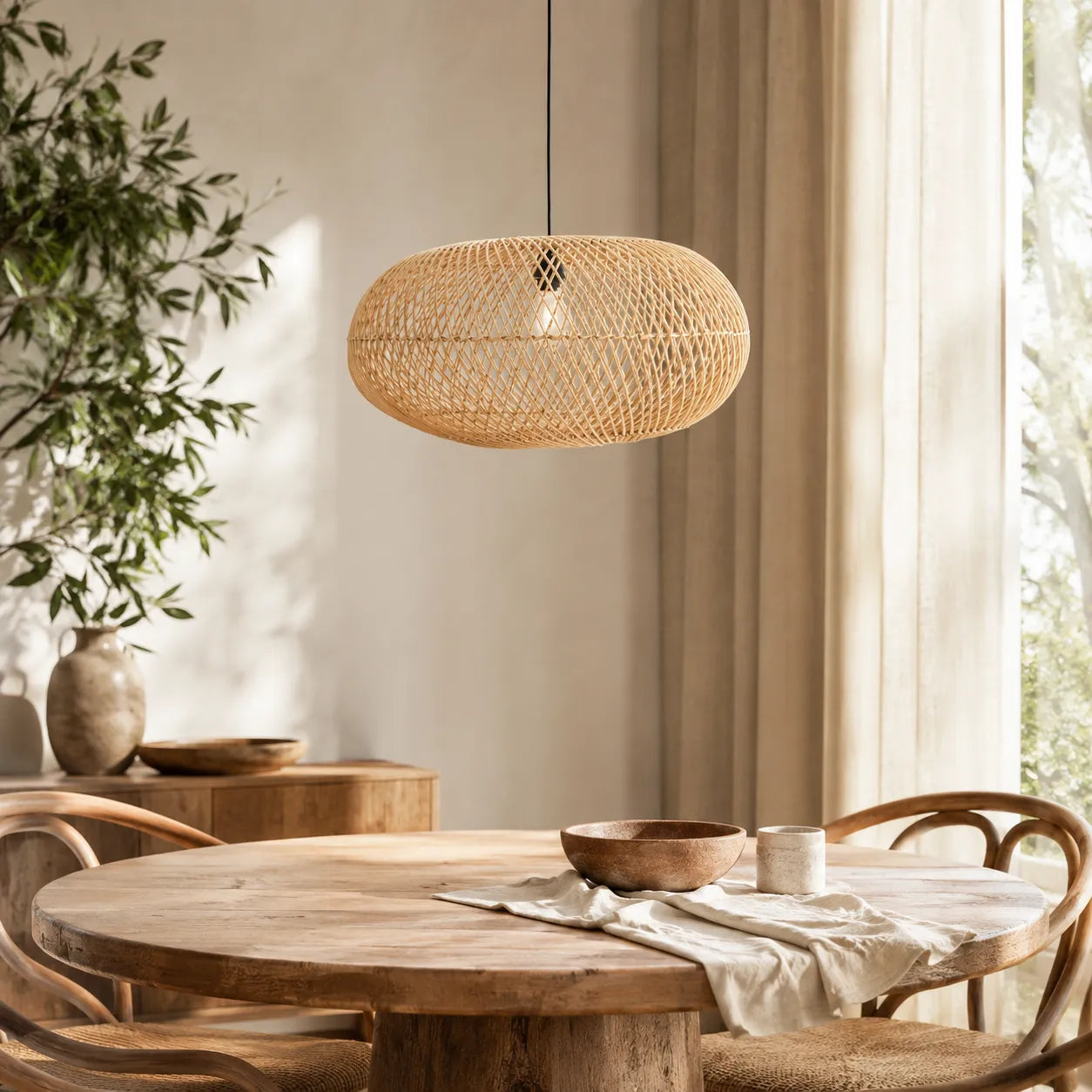 Kit 2 Luminárias Pendente em Rattan Bali