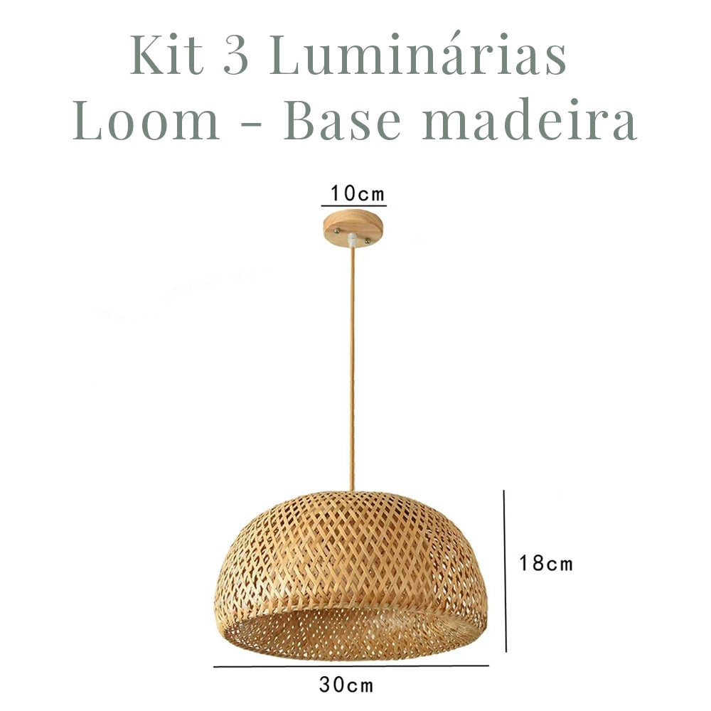 Luminária Pendente de Bambu Rattan Loom