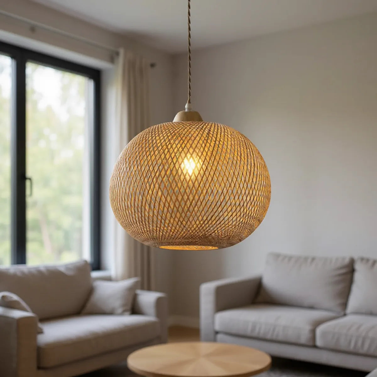 Luminária Pendente de Bambu Raya
