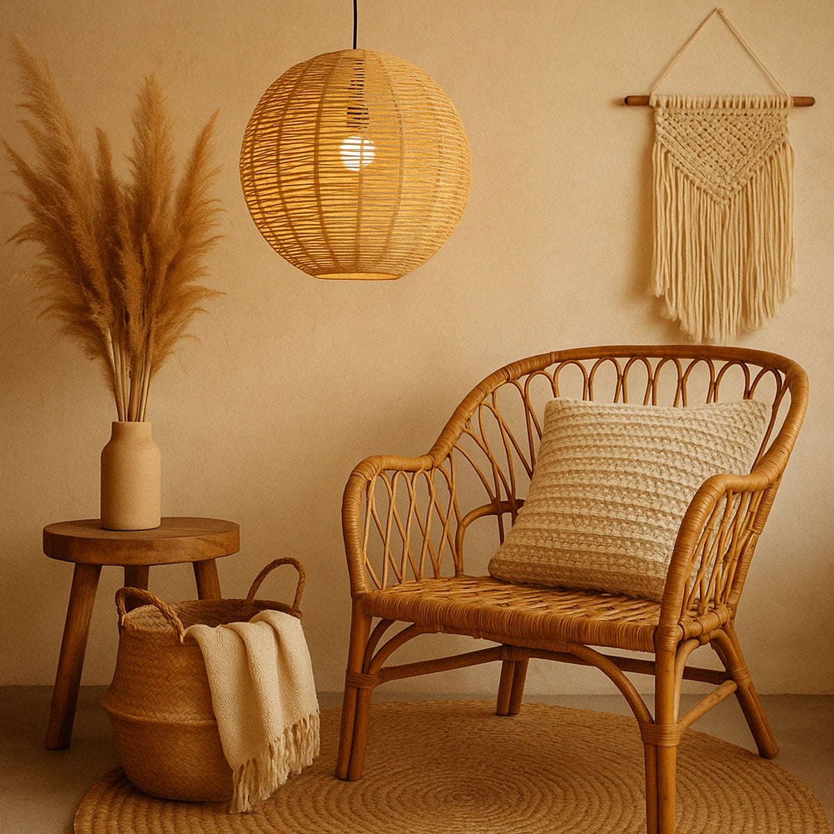 Luminária Pendente de Palha Ñawi