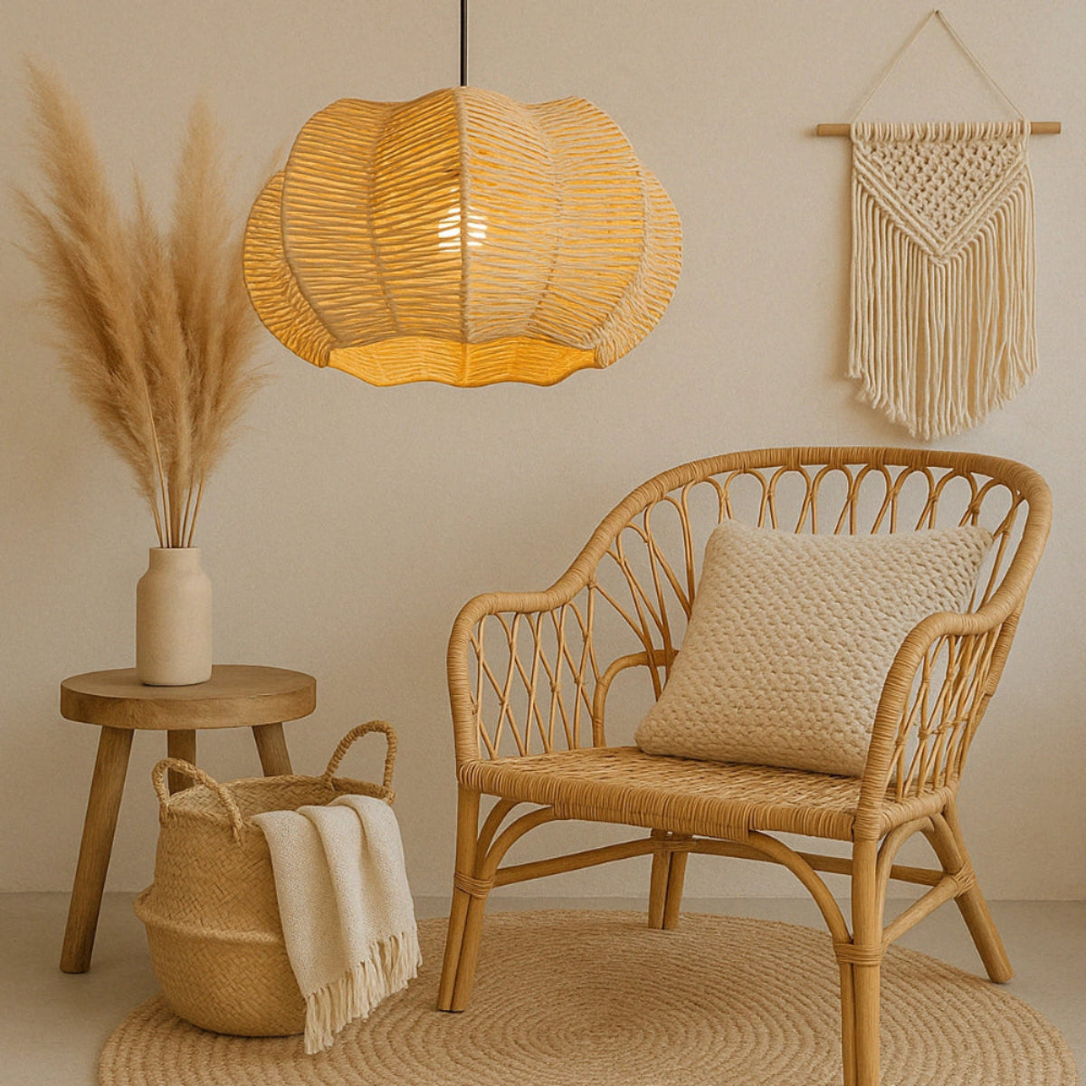 Luminária Pendente de Palha Templo do Sol