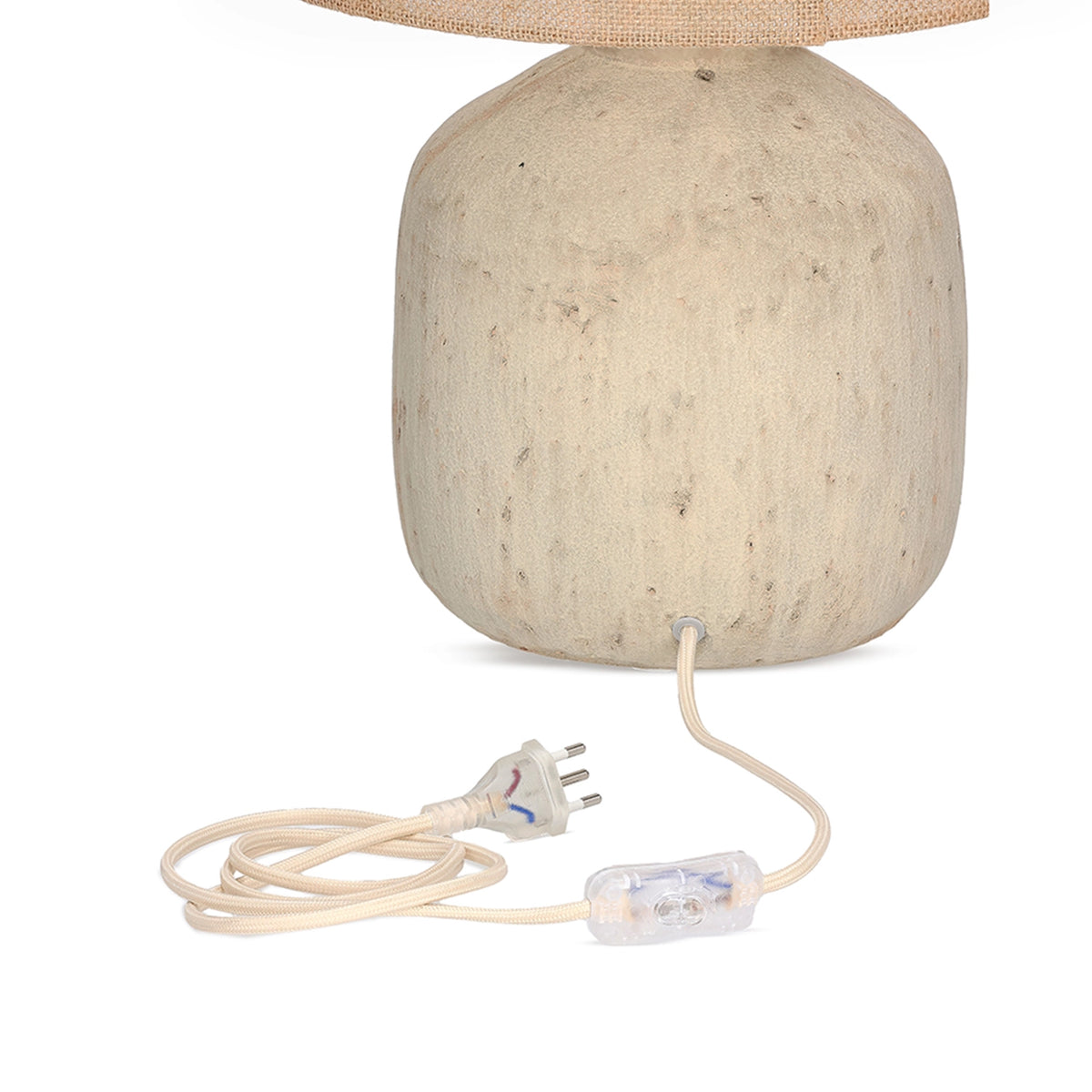 Luminária de Mesa em Fibra Natural e Cerâmica Avelã