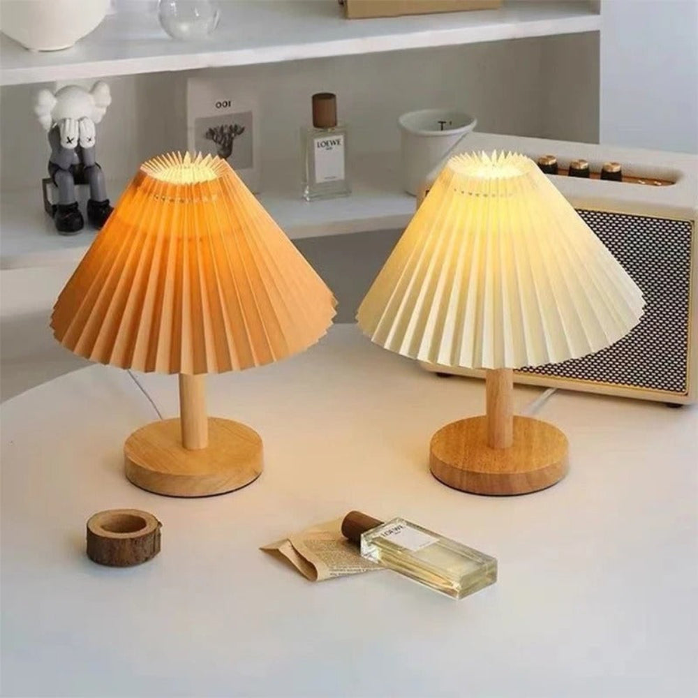 Luminária de mesa Nórdico Plissado Luz da Noite