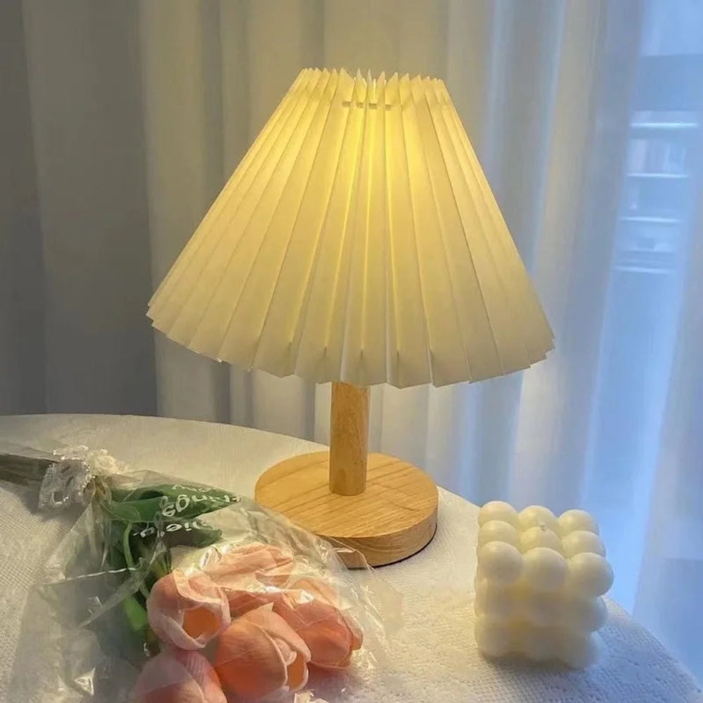 Luminária de mesa Nórdico Plissado Luz da Noite