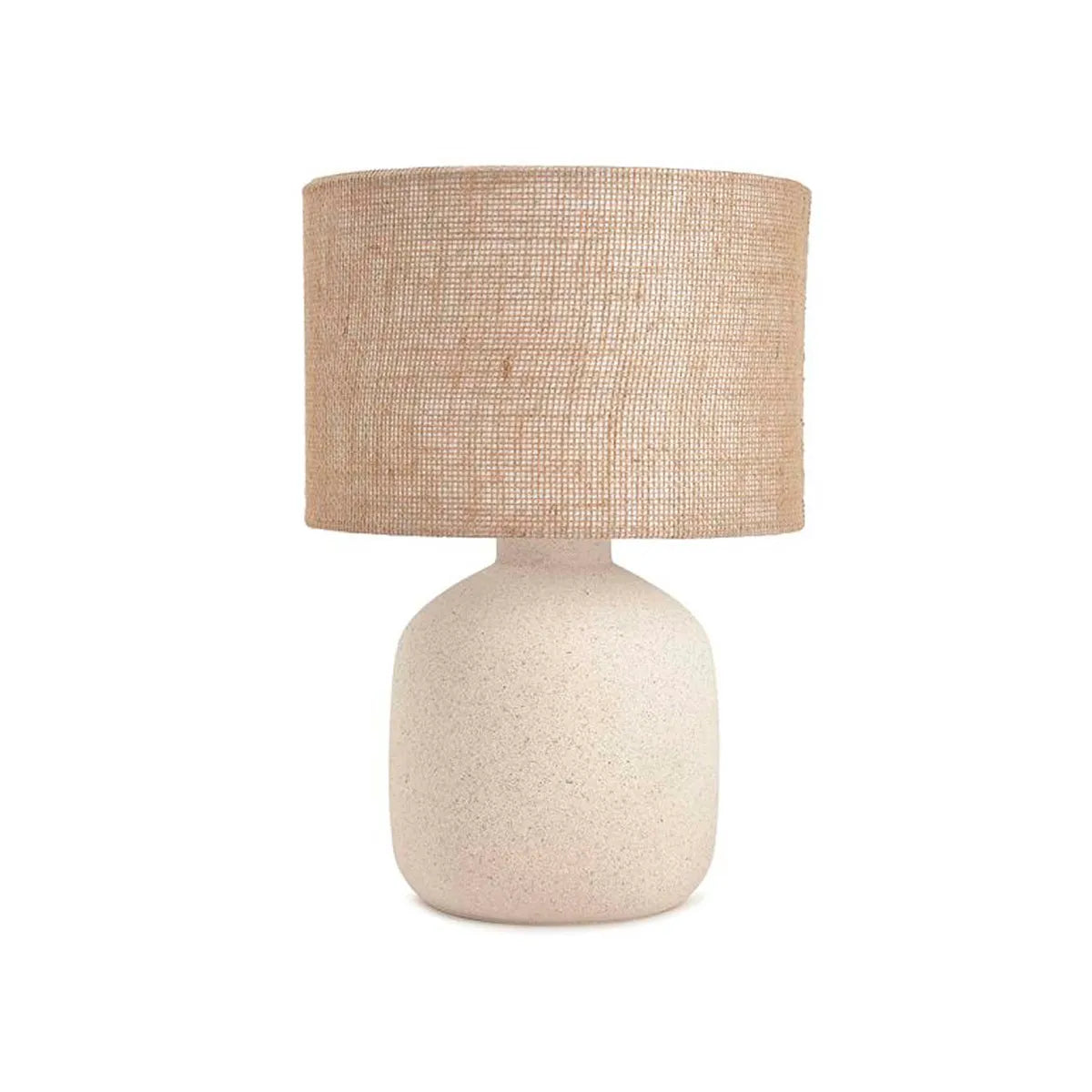 Luminária de mesa em Cerâmica com Cúpula Fibra Natural Lúmi