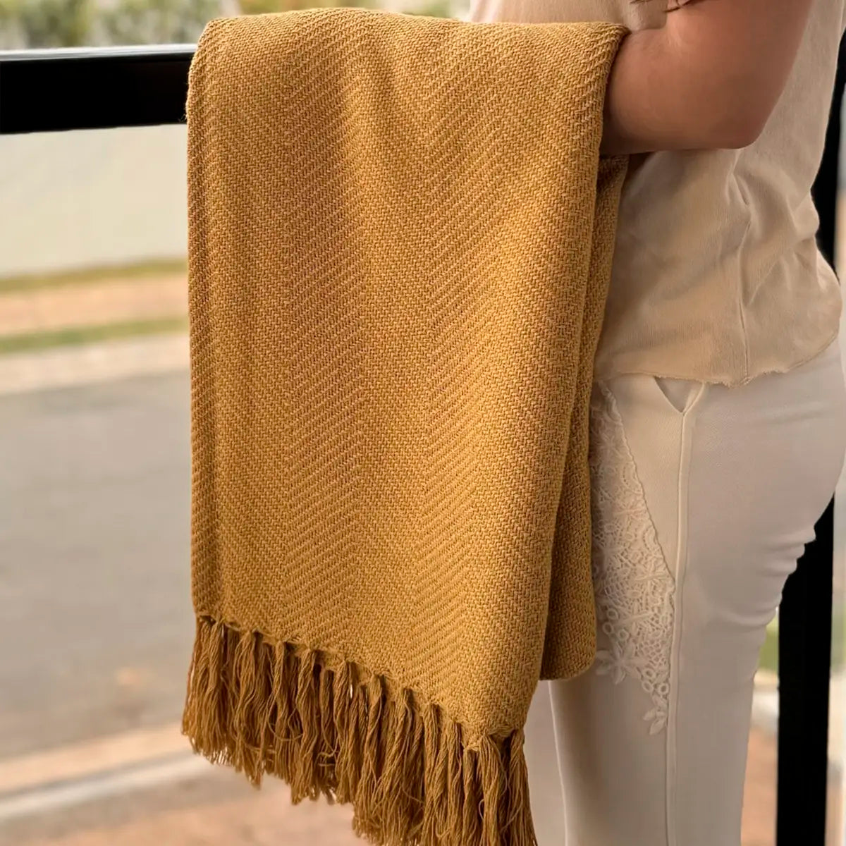 Manta para Sofá Artesanal Algodão Duna