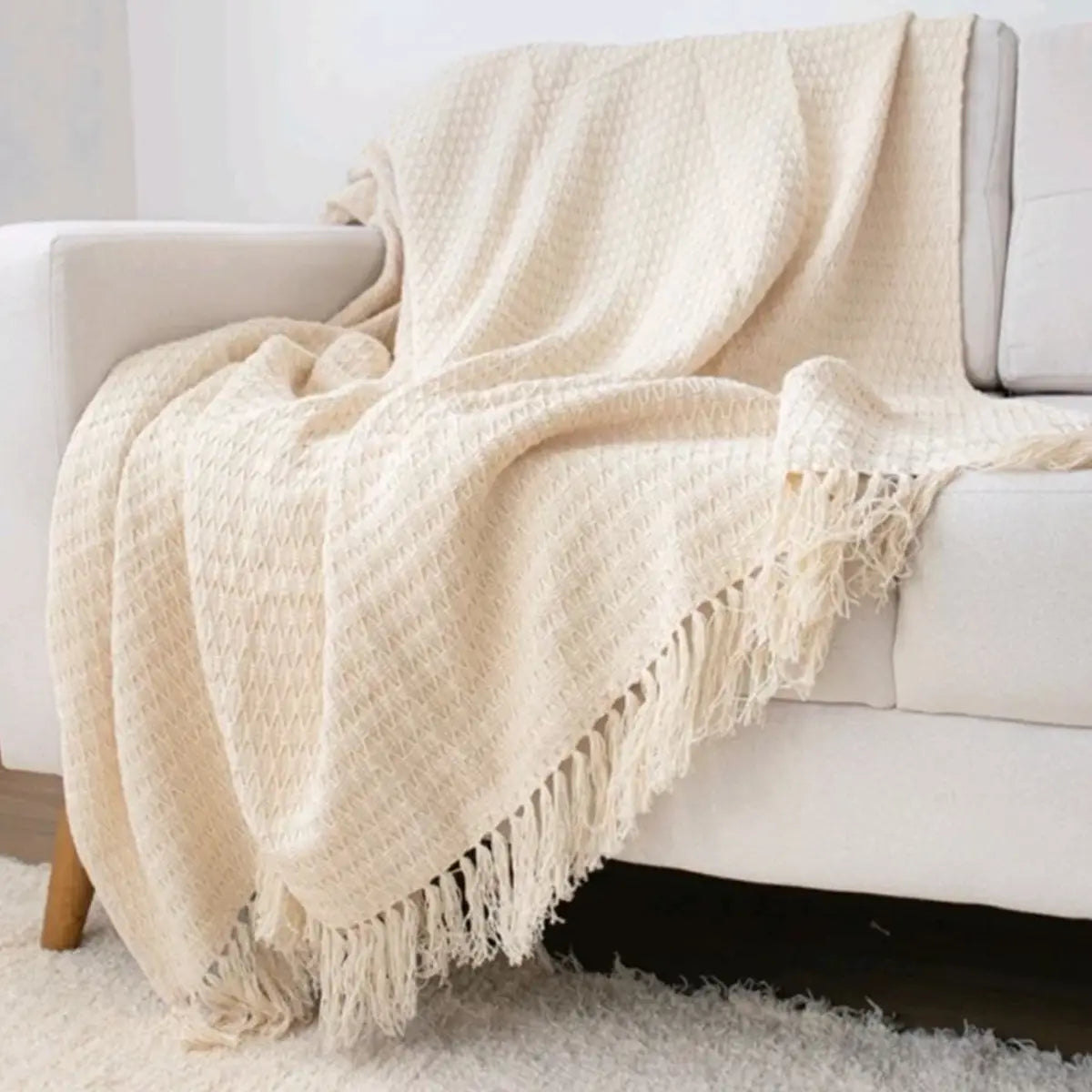 Manta para Sofá Artesanal Algodão Serena