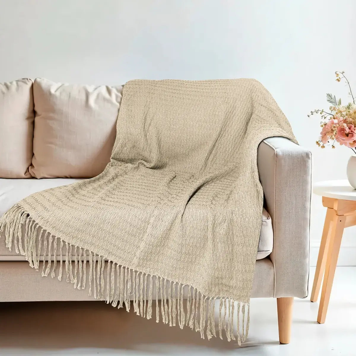 Manta para Sofá Artesanal Algodão Serena