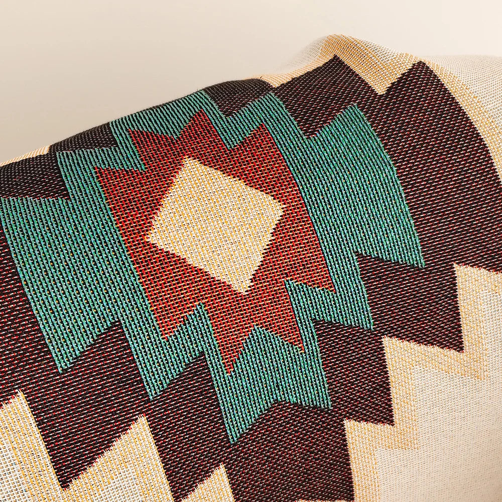 Manta para Sofá Boho Decorativa com Franja Étnico
