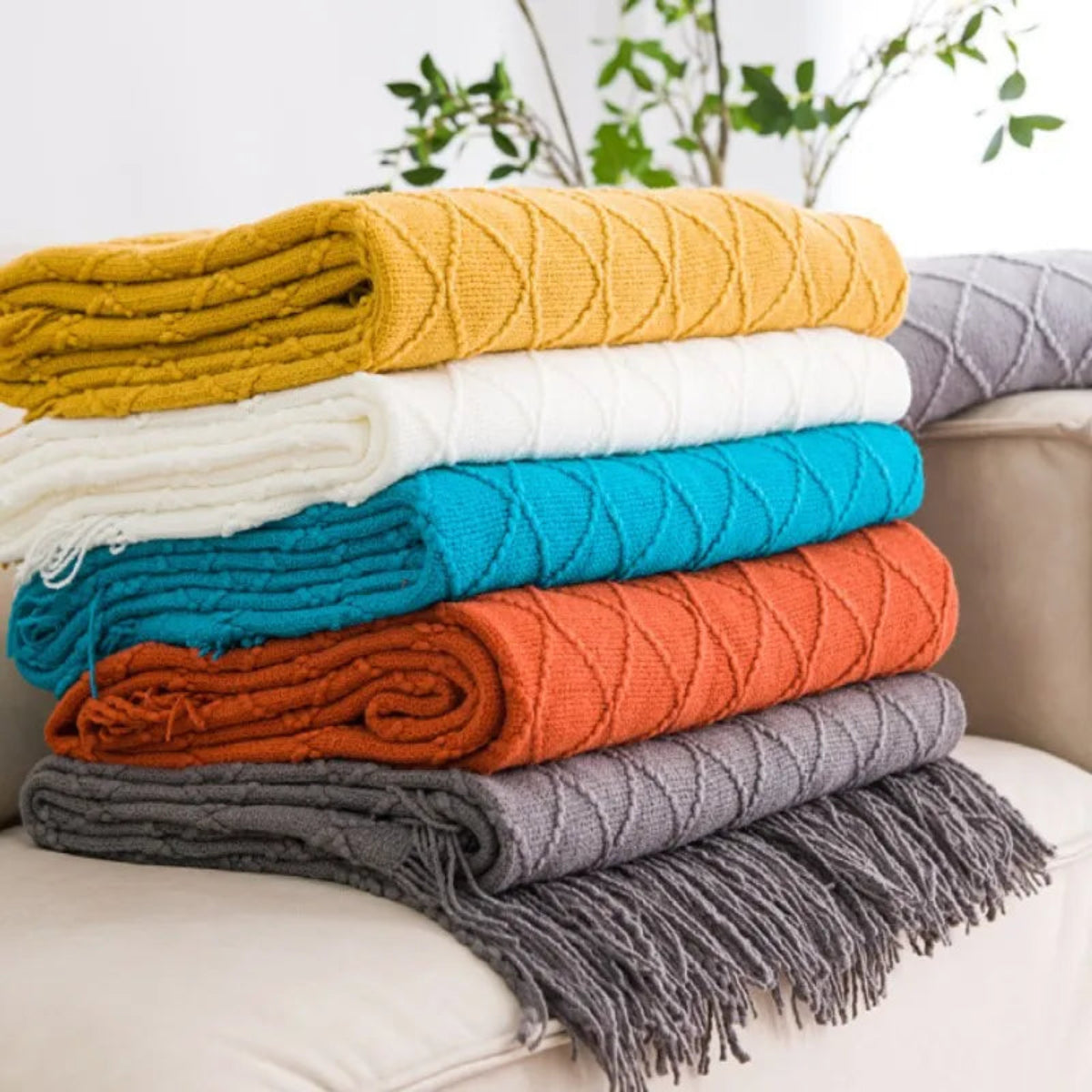 Manta para Sofá De Tricô Aurora