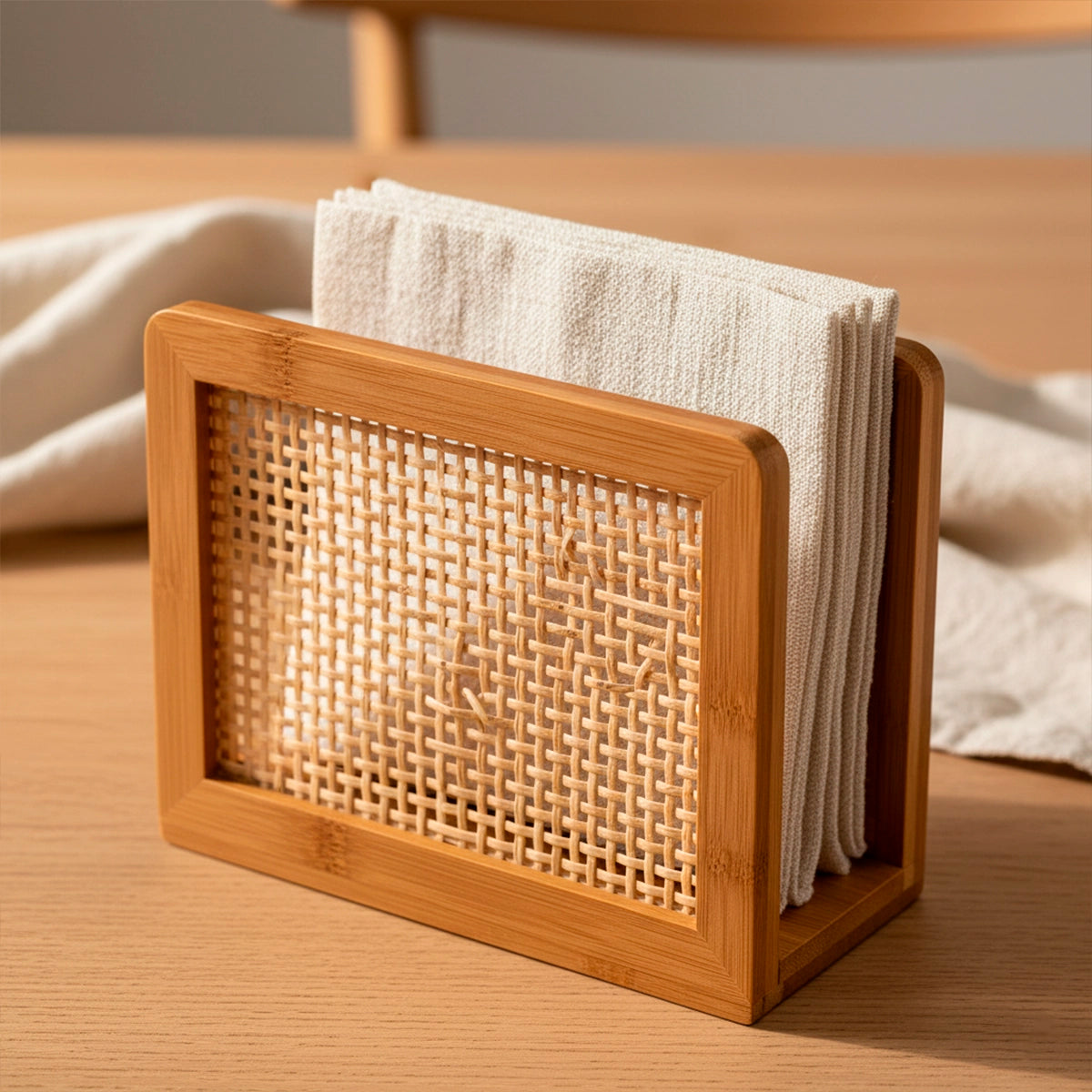 Porta Guardanapo de Bambu com Palhinha Indiana Essenza Natural