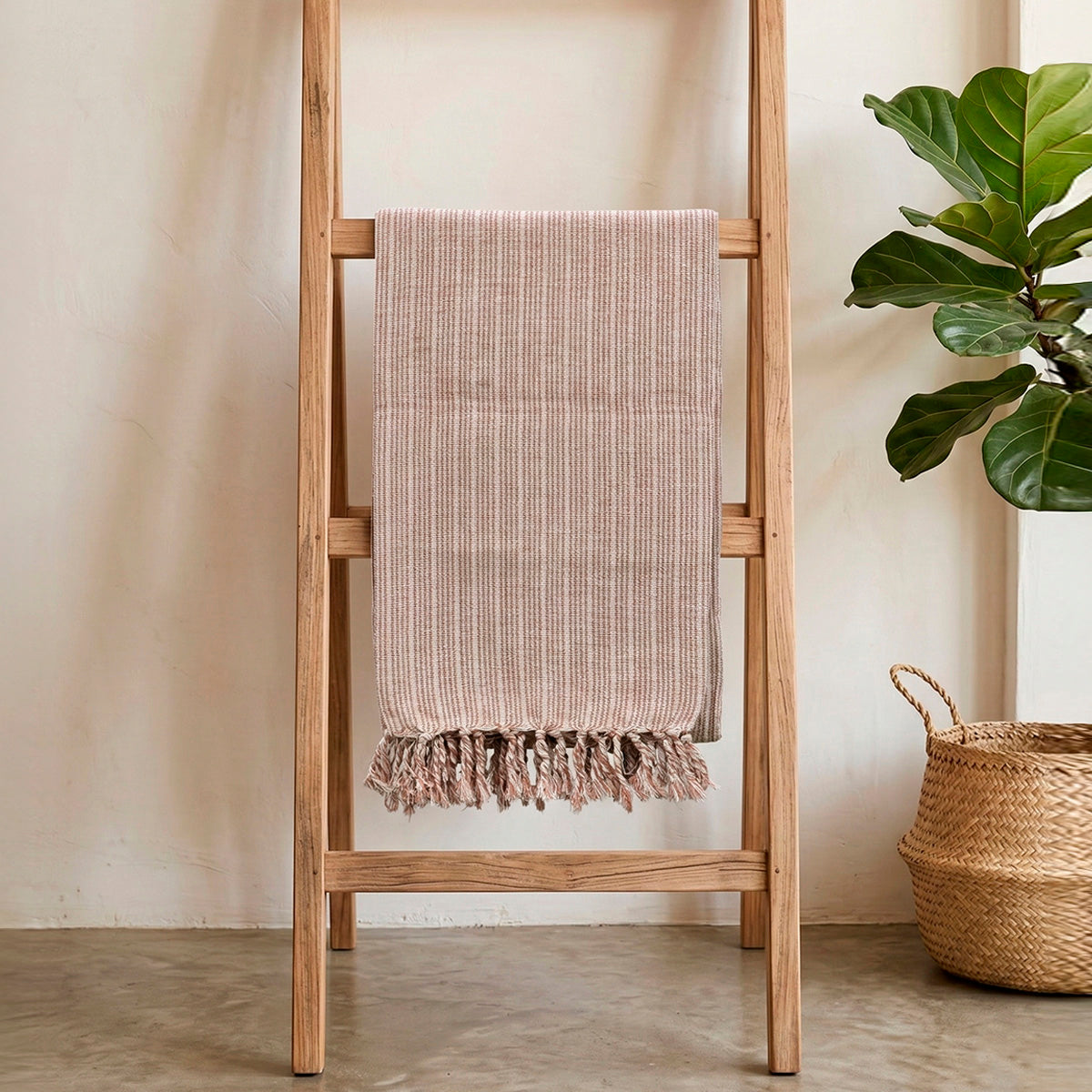 Manta para Sofá Artesanal Algodão com franjas Naturé