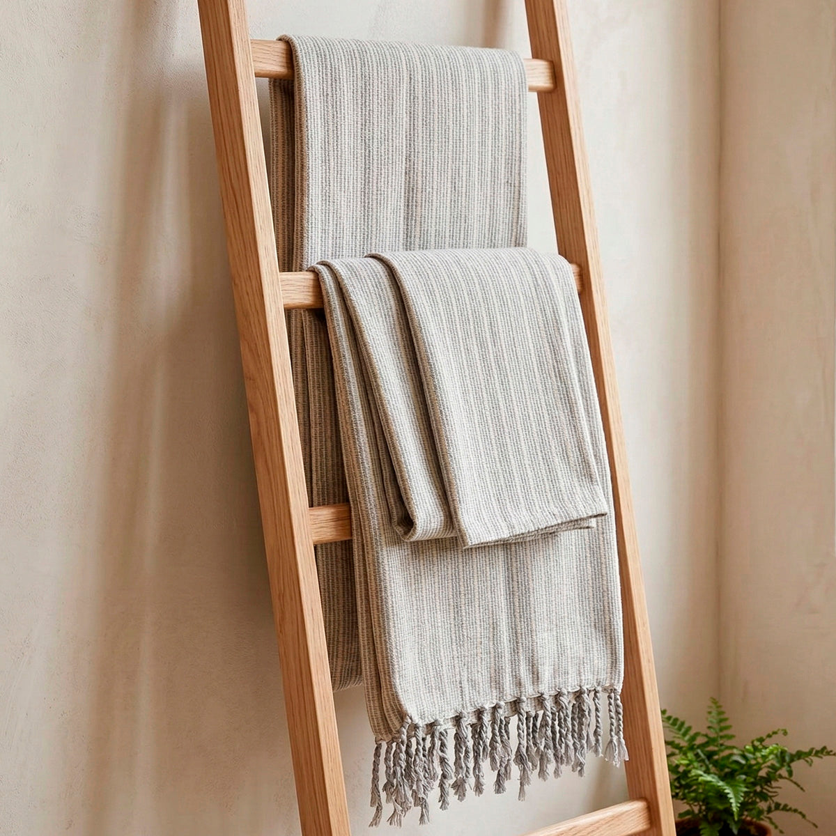 Manta para Sofá Artesanal Algodão com franjas Naturé