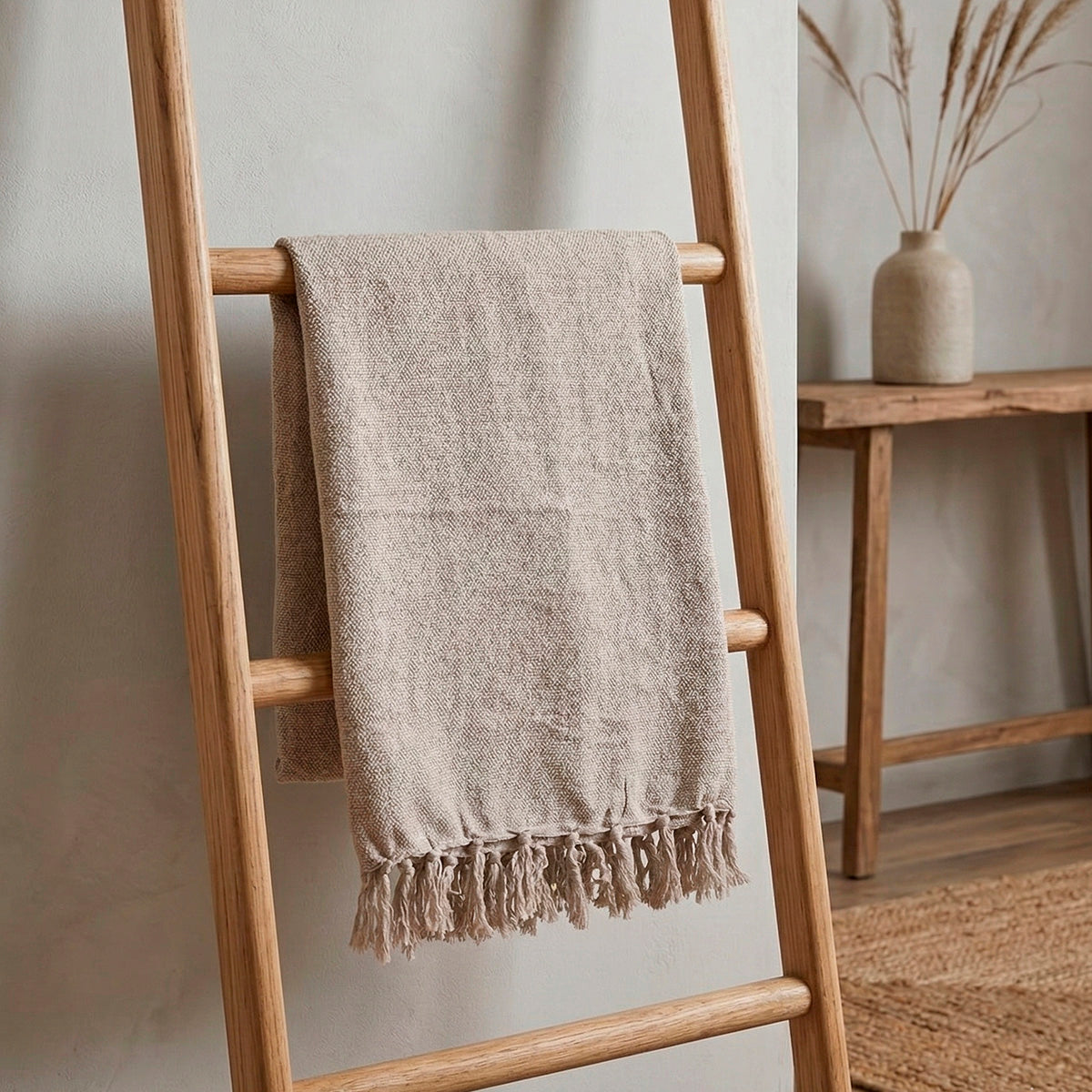 Manta para Sofá Artesanal Algodão com franjas Celine