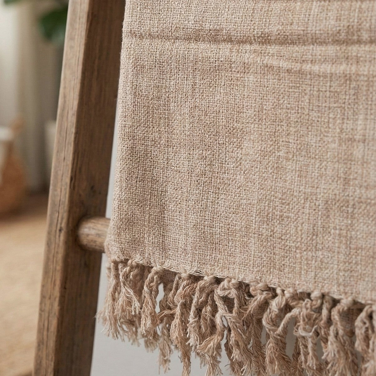 Manta para Sofá Artesanal Algodão com franjas Naturé
