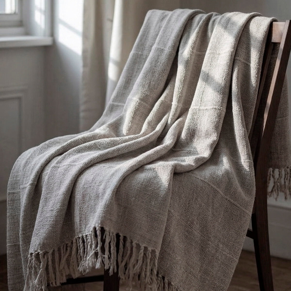 Manta para Sofá Artesanal Algodão com franjas Celine