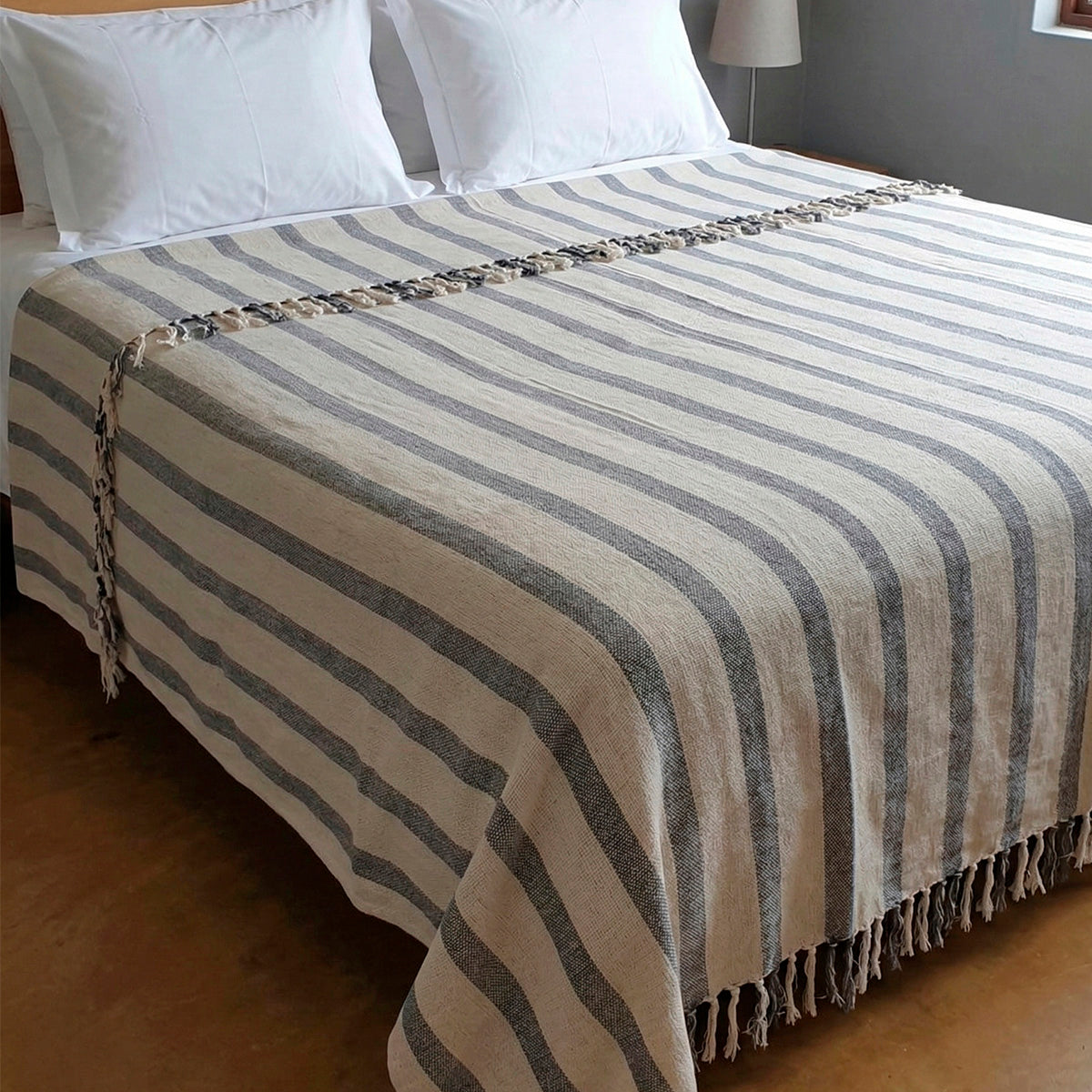 Manta para Sofá Artesanal Algodão com franjas Naturé