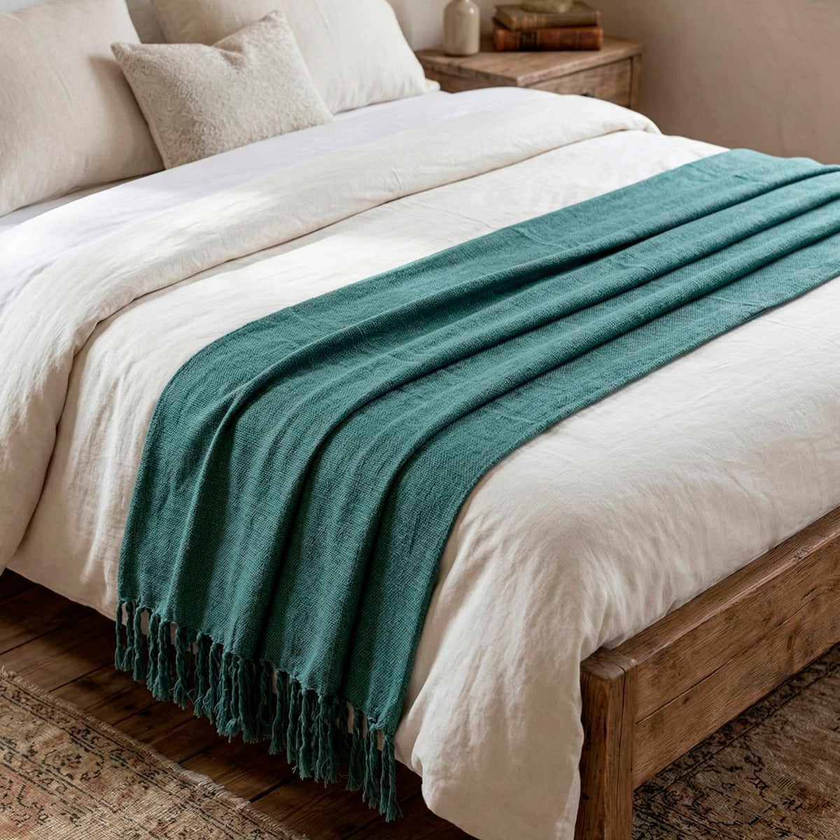 Manta para Sofá Artesanal Algodão com franjas Celine