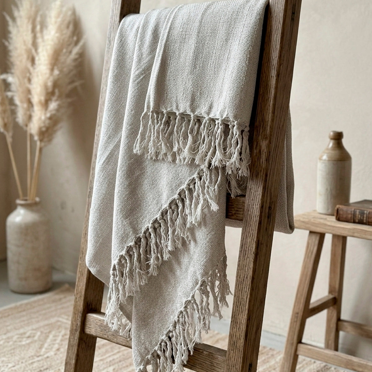 Manta para Sofá Artesanal Algodão com franjas Celine