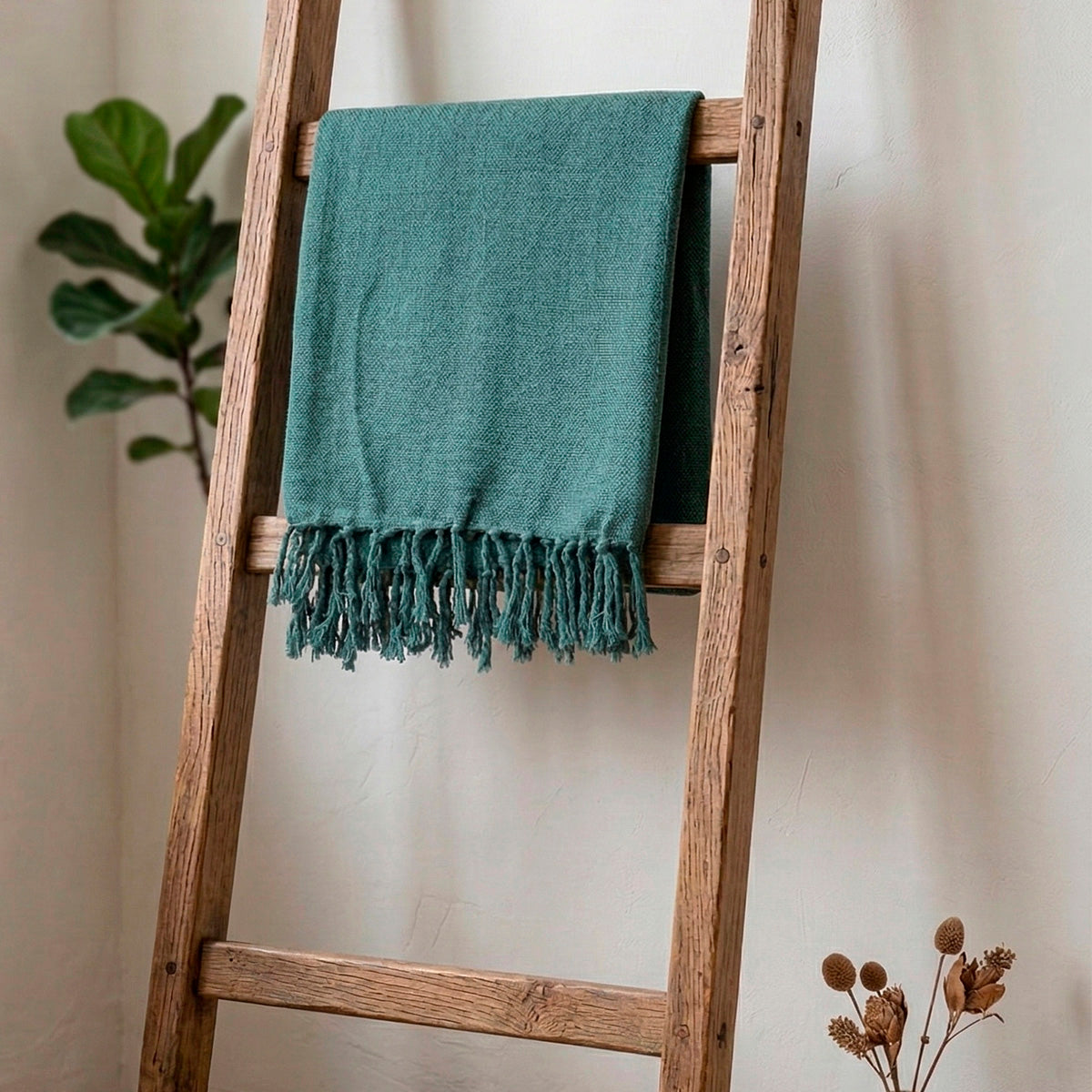 Manta para Sofá Artesanal Algodão com franjas Celine