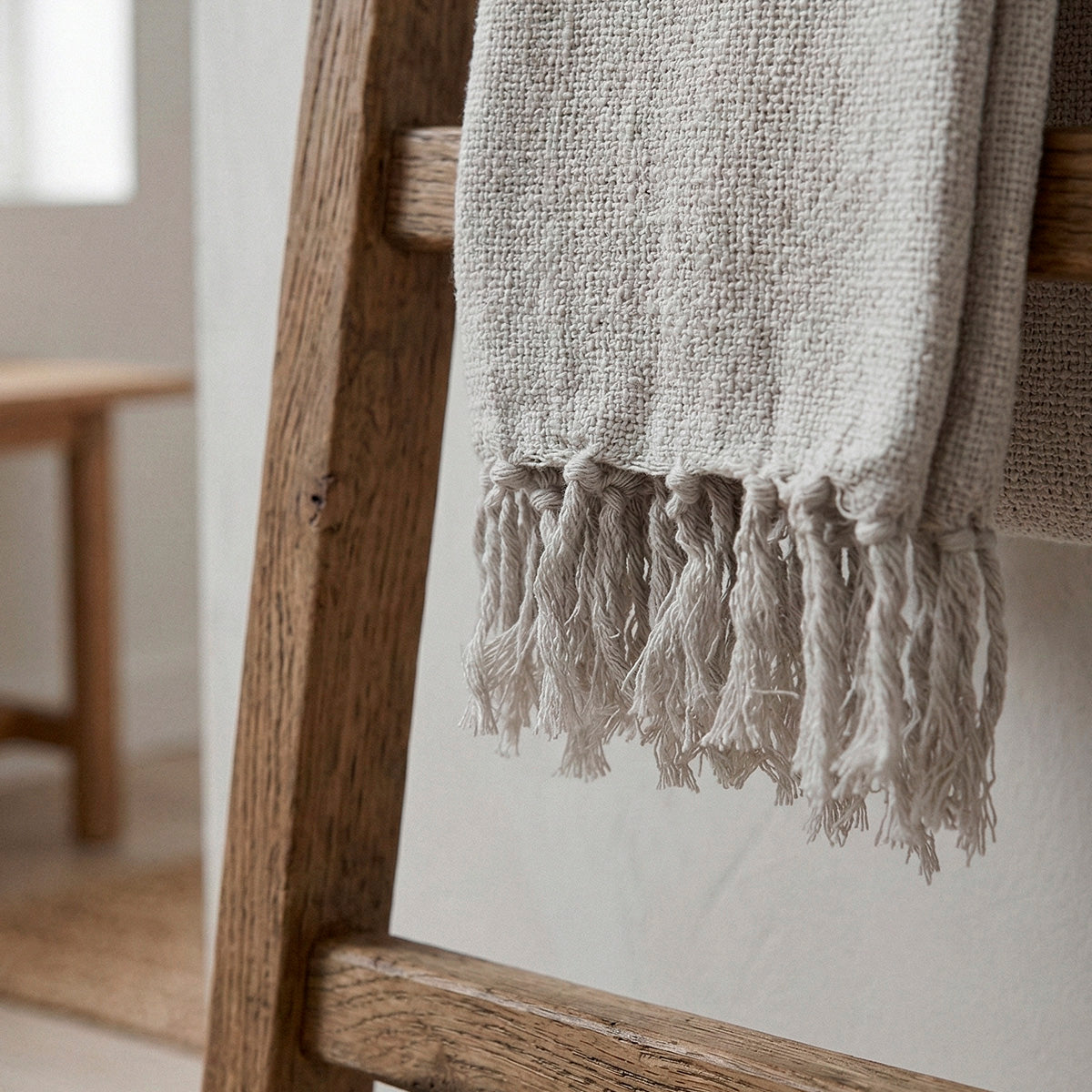 Manta para Sofá Artesanal Algodão com franjas Celine