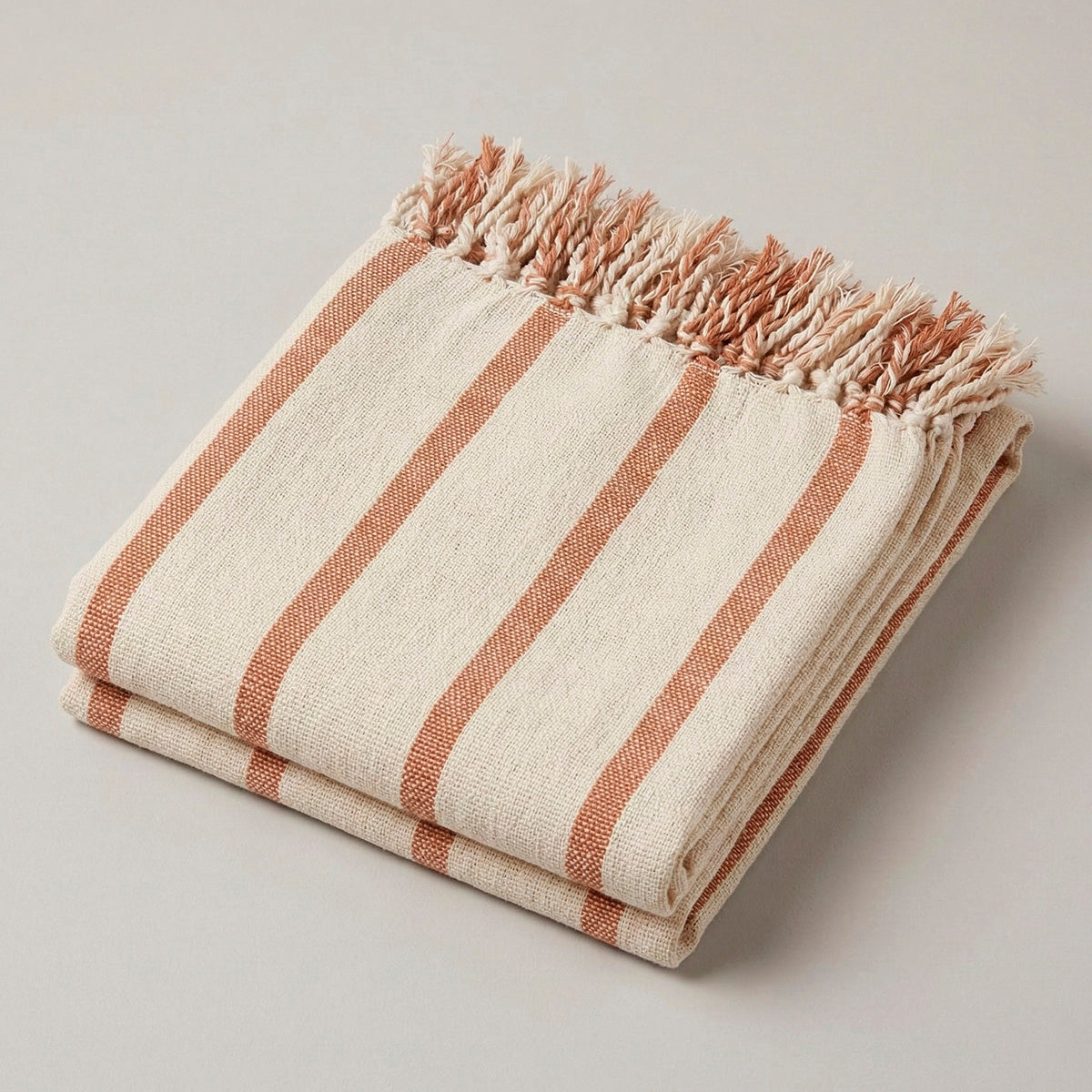 Manta para Sofá Artesanal Algodão com franjas Naturé