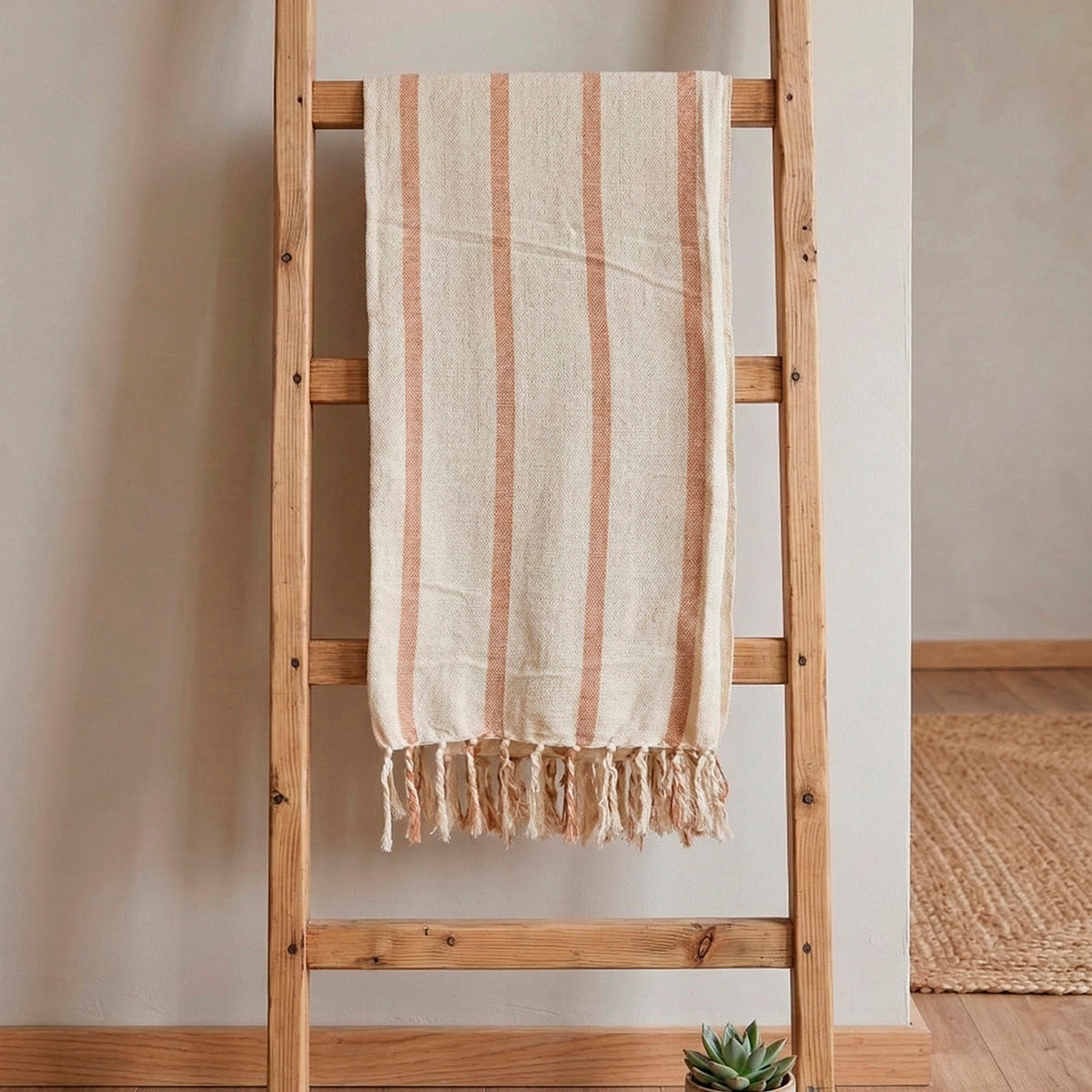 Manta para Sofá Artesanal Algodão com franjas Naturé