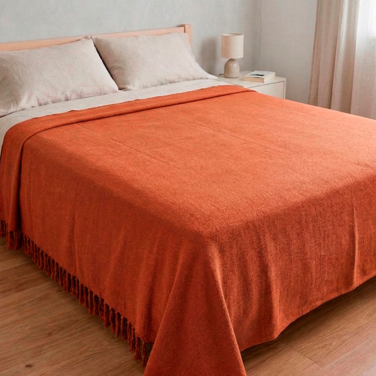 Manta para Sofá Artesanal Algodão com franjas Celine