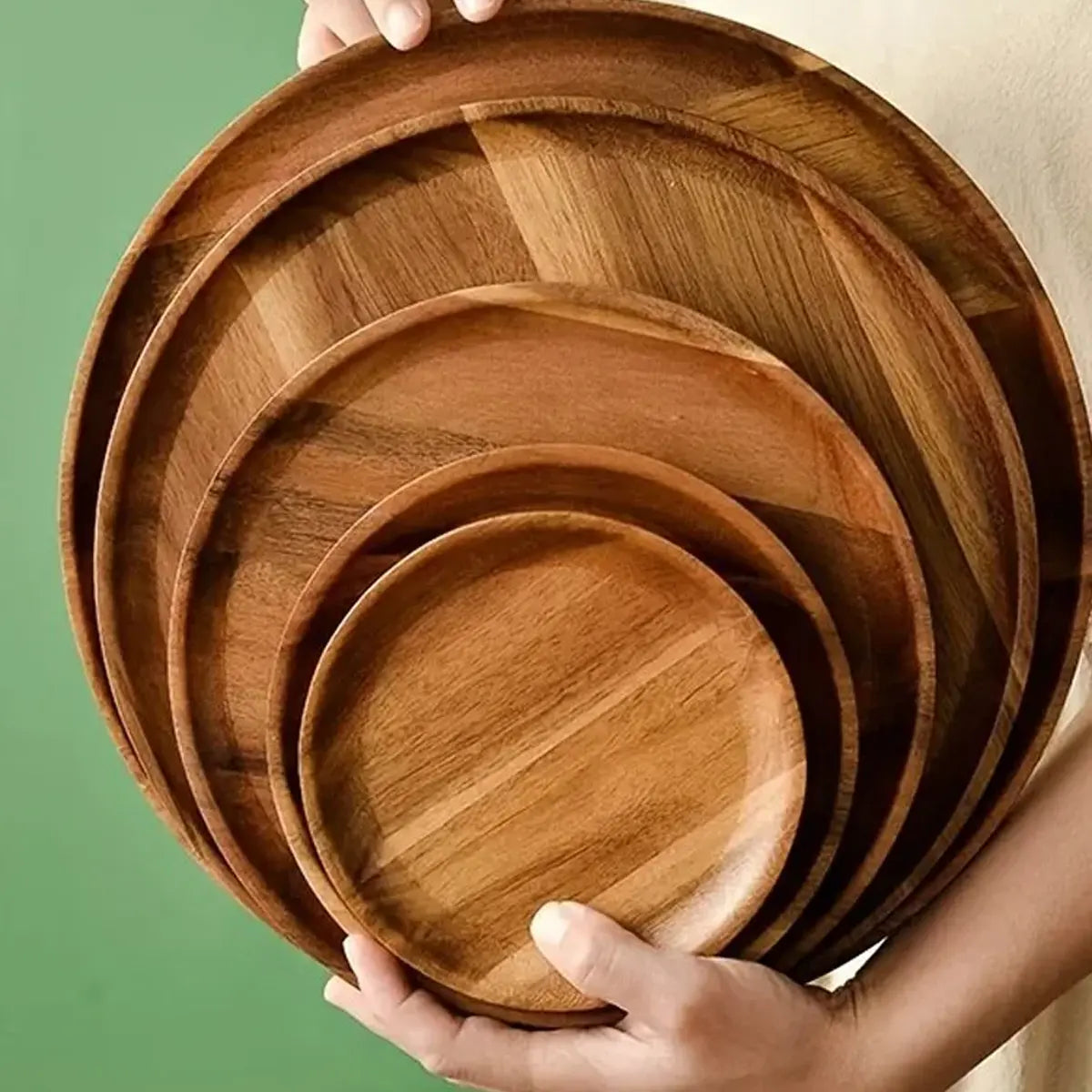 Prato Redondo em madeira Acácia