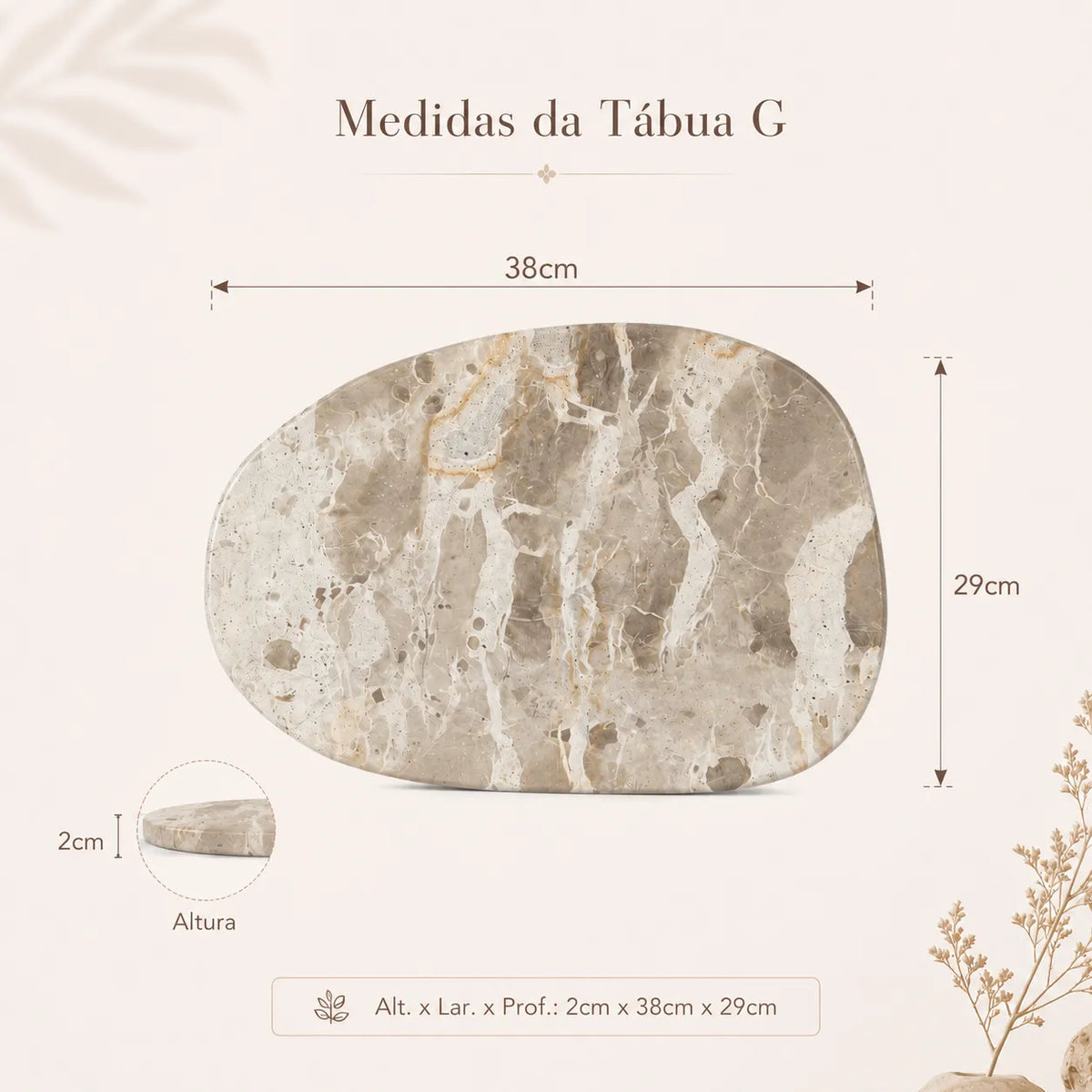 Tábua de Servir em 100% Mármore Organic
