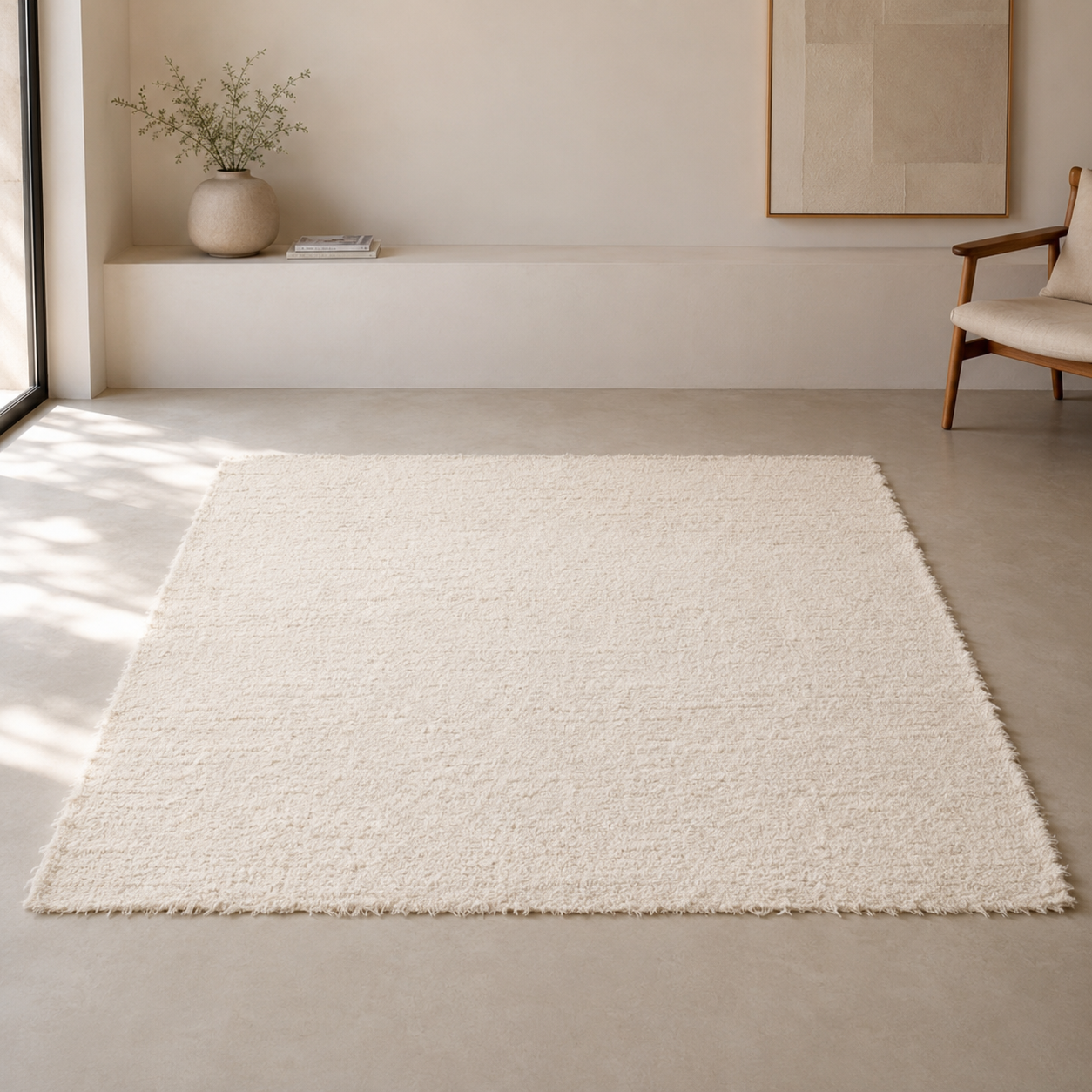 Tapete Felpudo Quadrado Dupla Face Off White Toque Macio