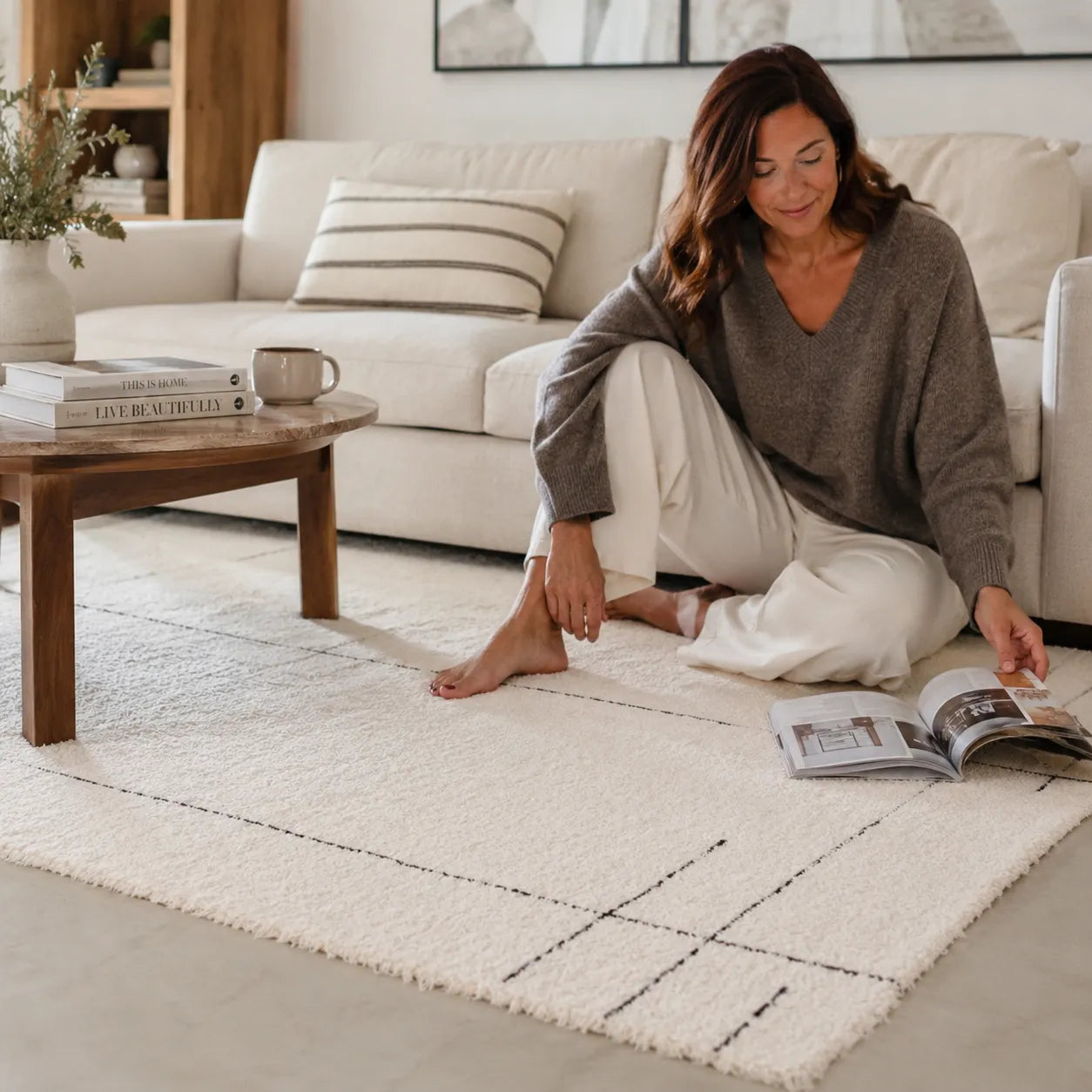 Tapete Off White Felpudo Premium Linea