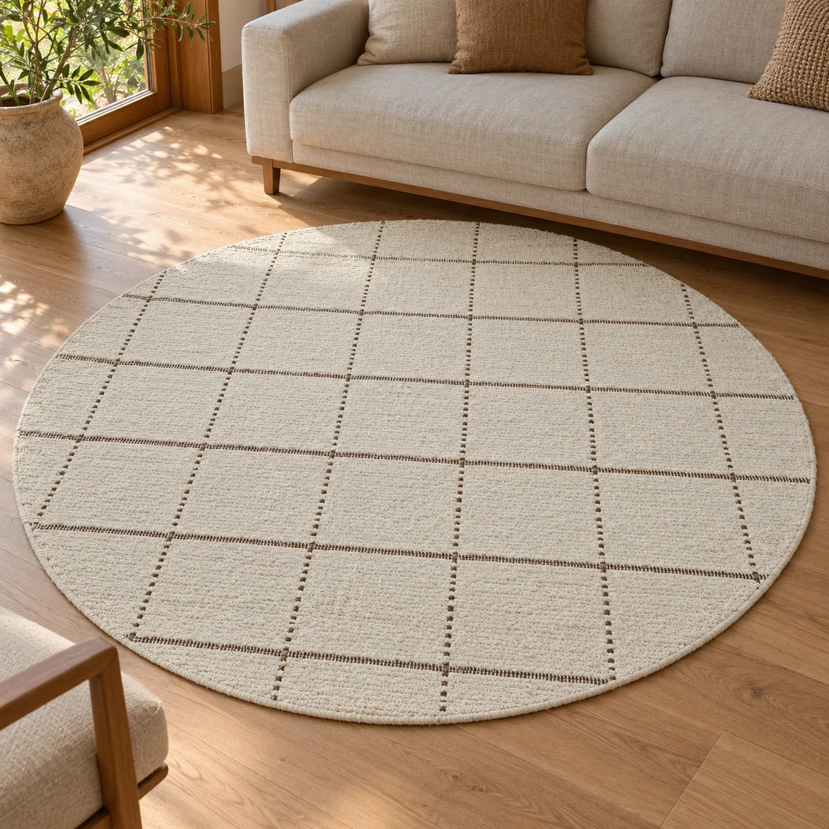 Tapete Redondo Premium Toque Macio Linhas Naturais